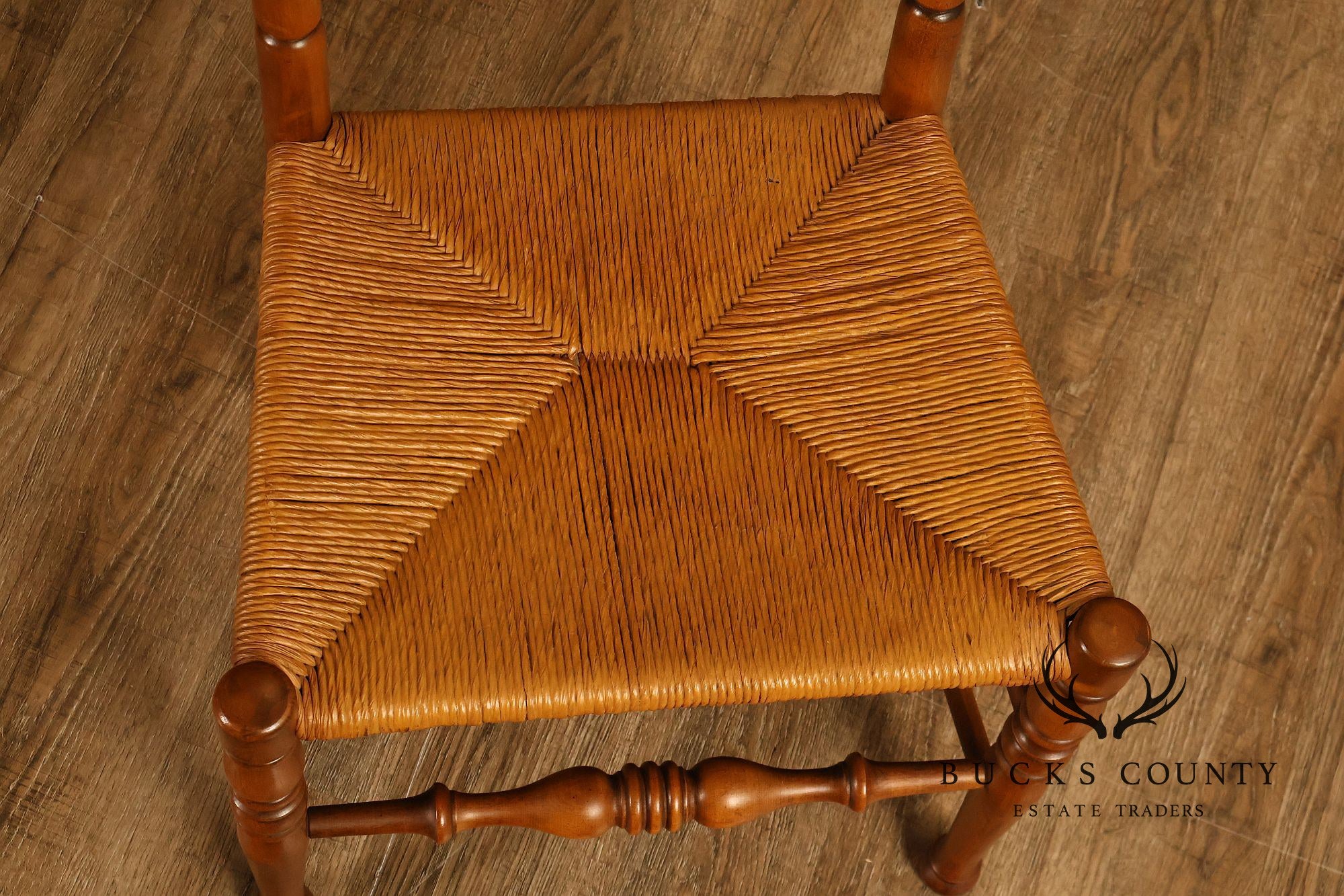 Vintage Set Of 12 Maple Rush Seat Ladderback Dining Chairs