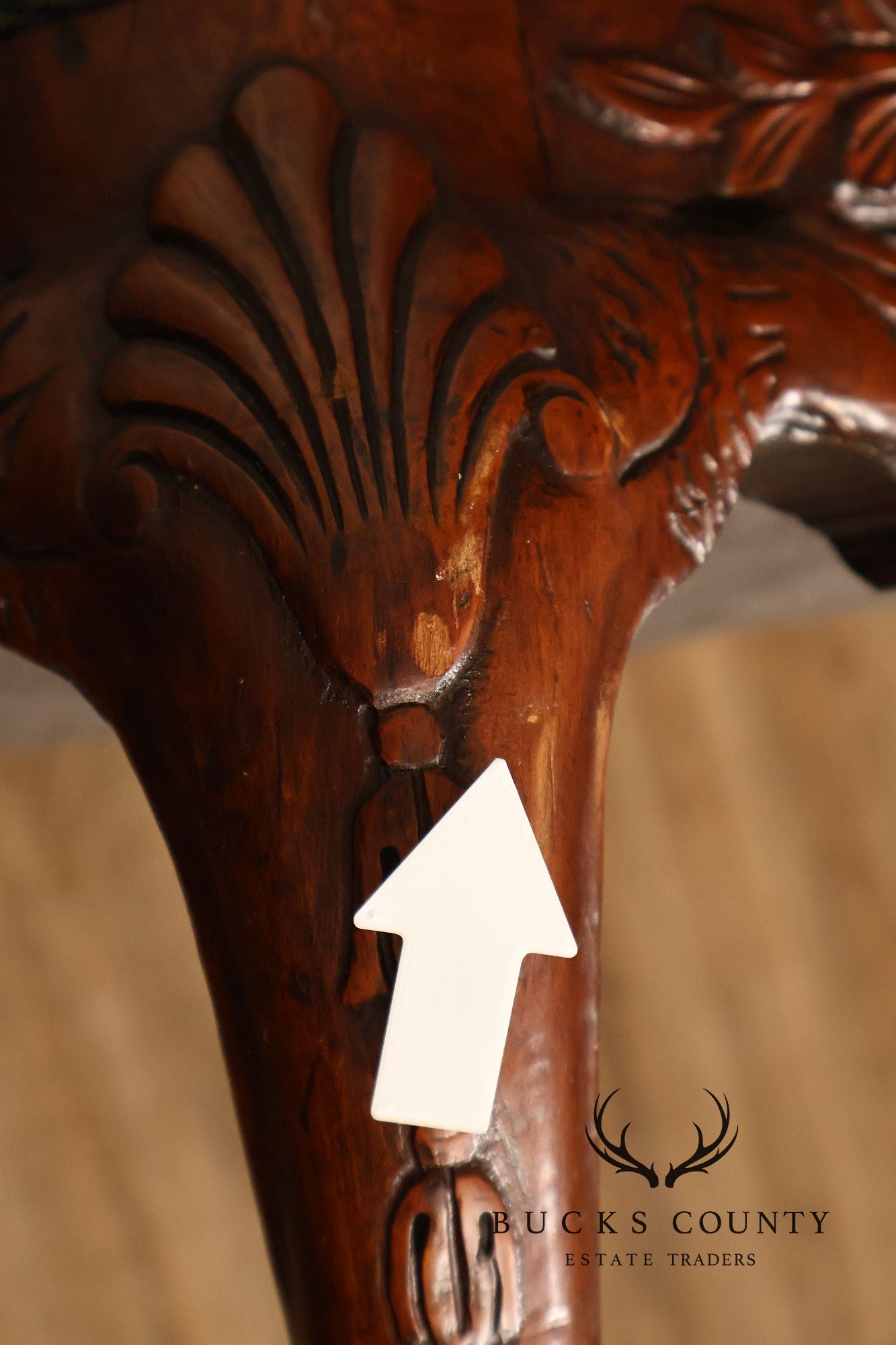 1930s Vintage Chippendale Style Carved Hardwood Eagle Wing Chair