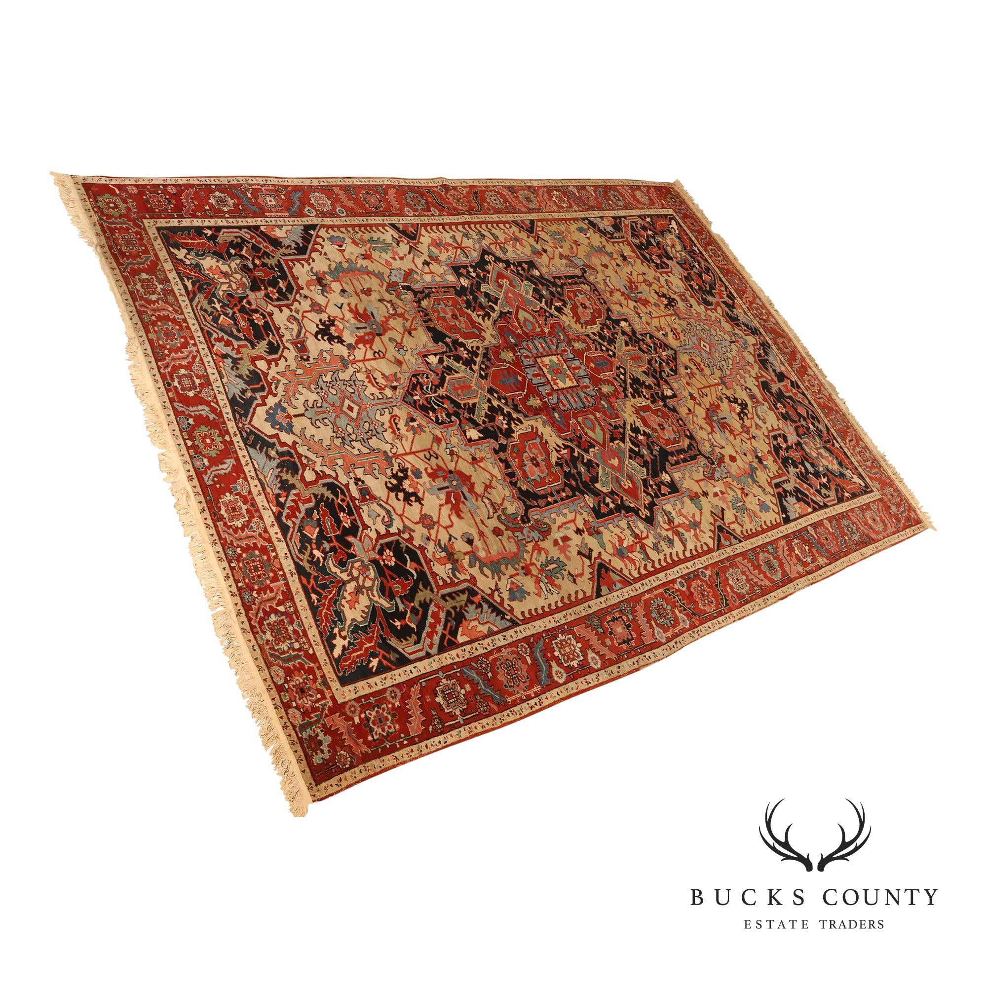 Antique Persian Heriz Hand-Knotted Area Rug – 9'1" x 12'10"