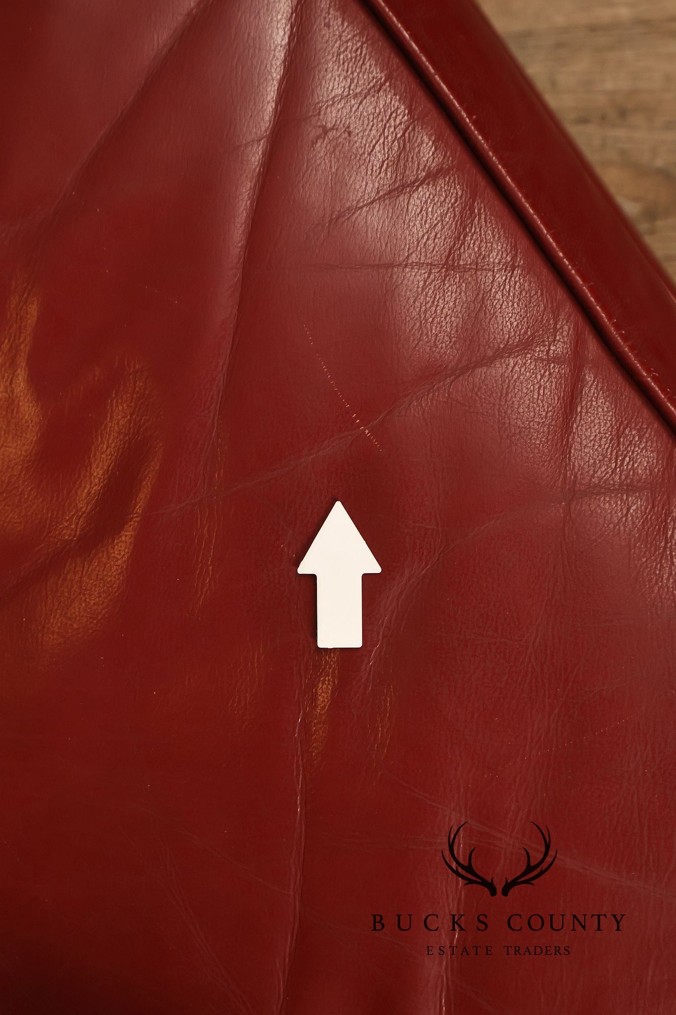 Kindel Vintage Camelback Back Leather Three Cushion Sofa