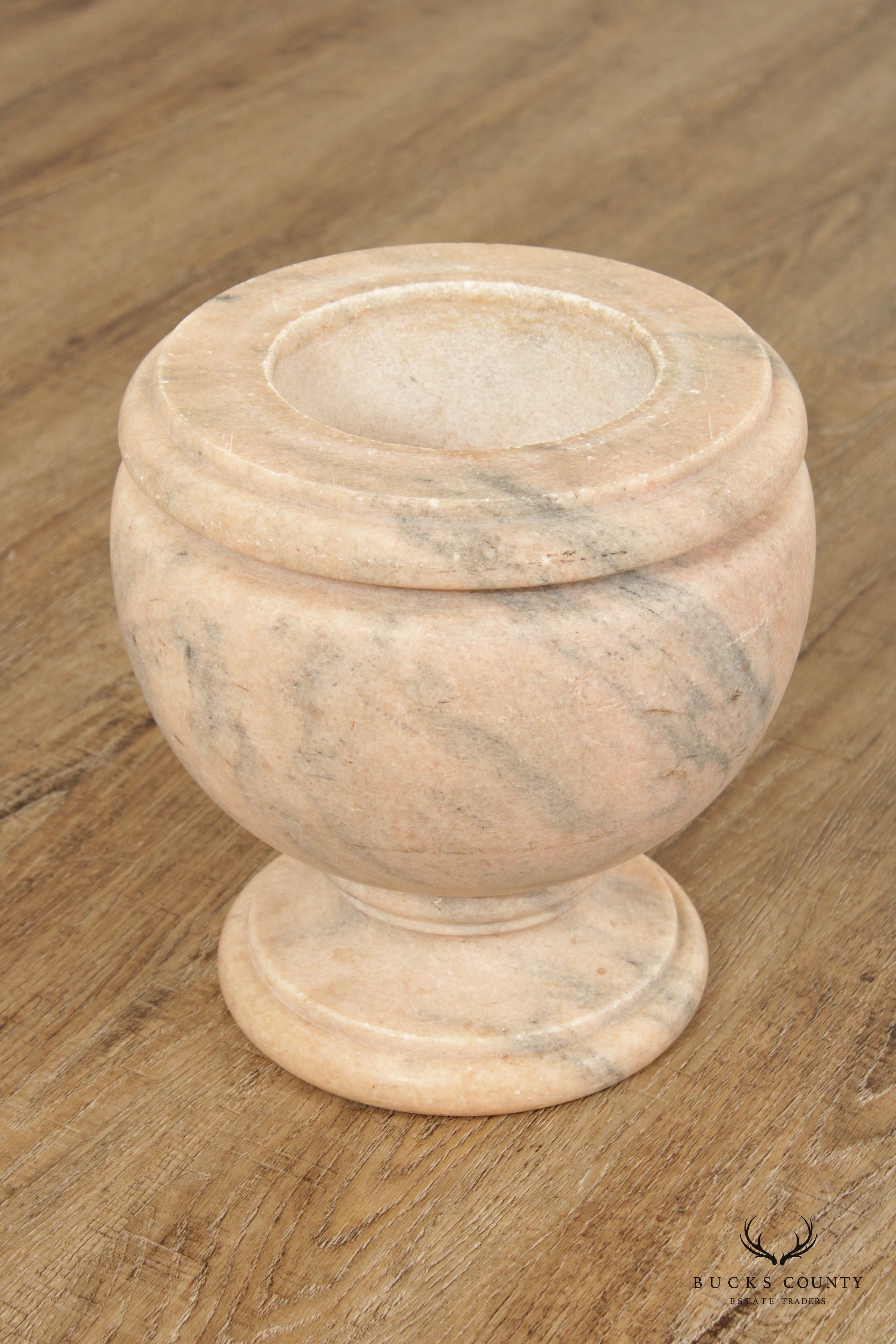 Antique Style Marble Footed Urn Vase with Turned Rim
