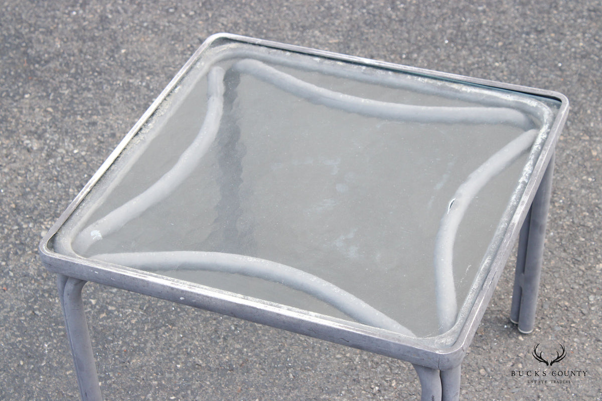 Brown Jordan Glass Top Aluminum Outdoor Side Table