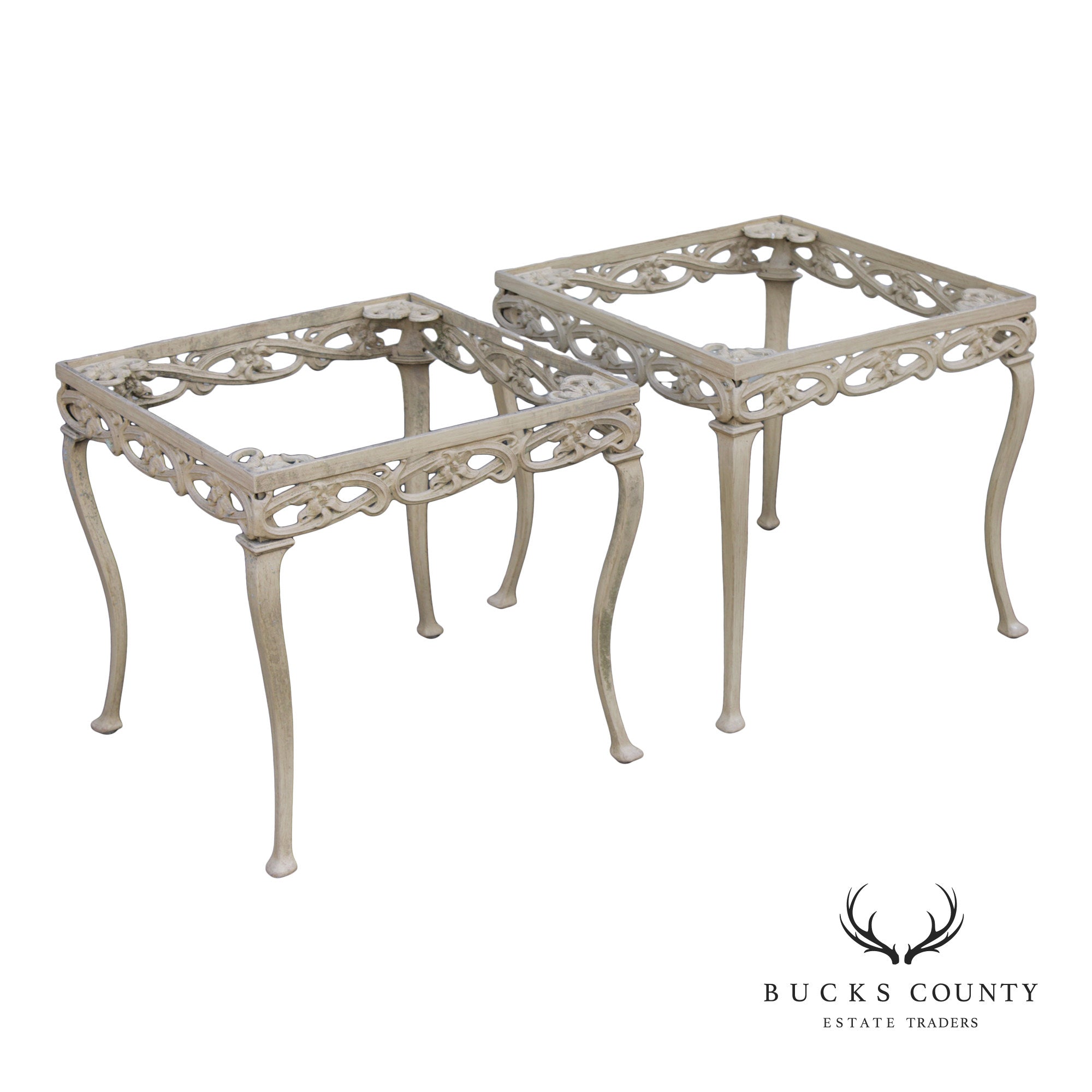 Brown Jordan Pair of Cast Aluminum 'Day Lily' Outdoor Patio Side Tables