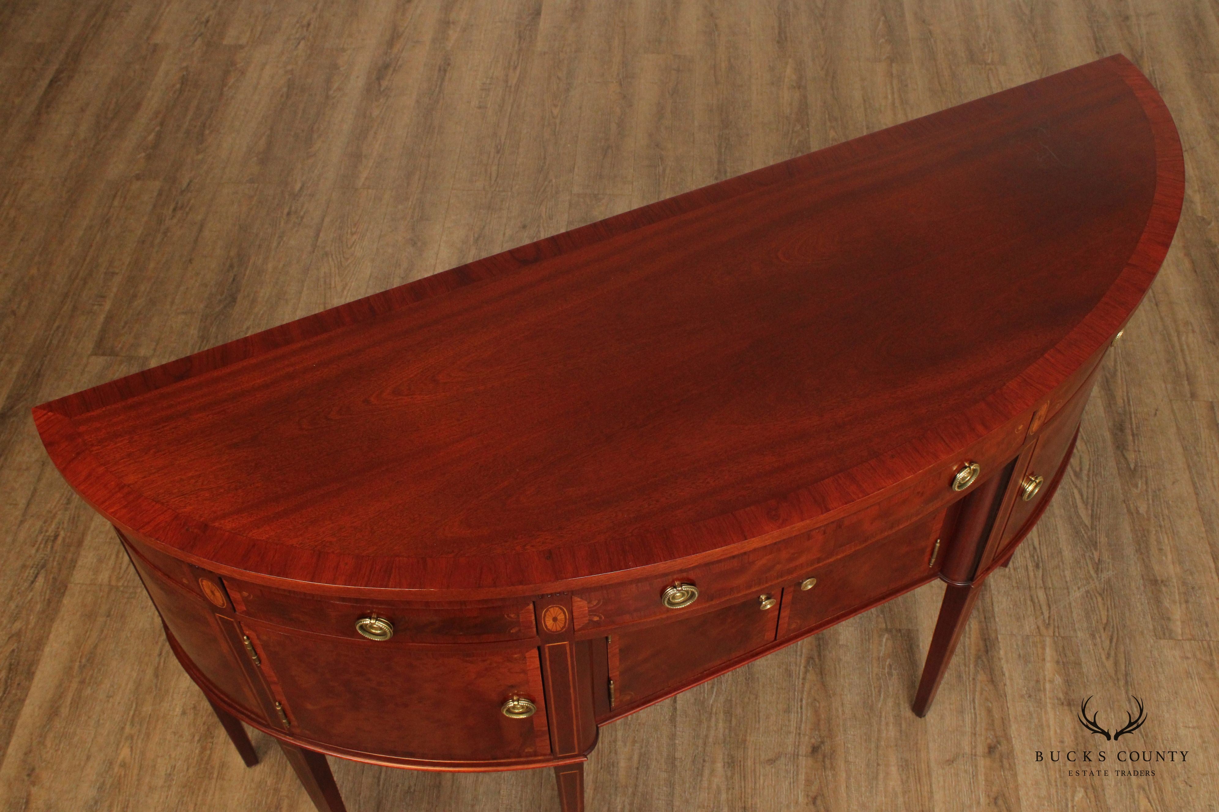 Hepplewhite Style Banded Mahogany Demilune Sideboard