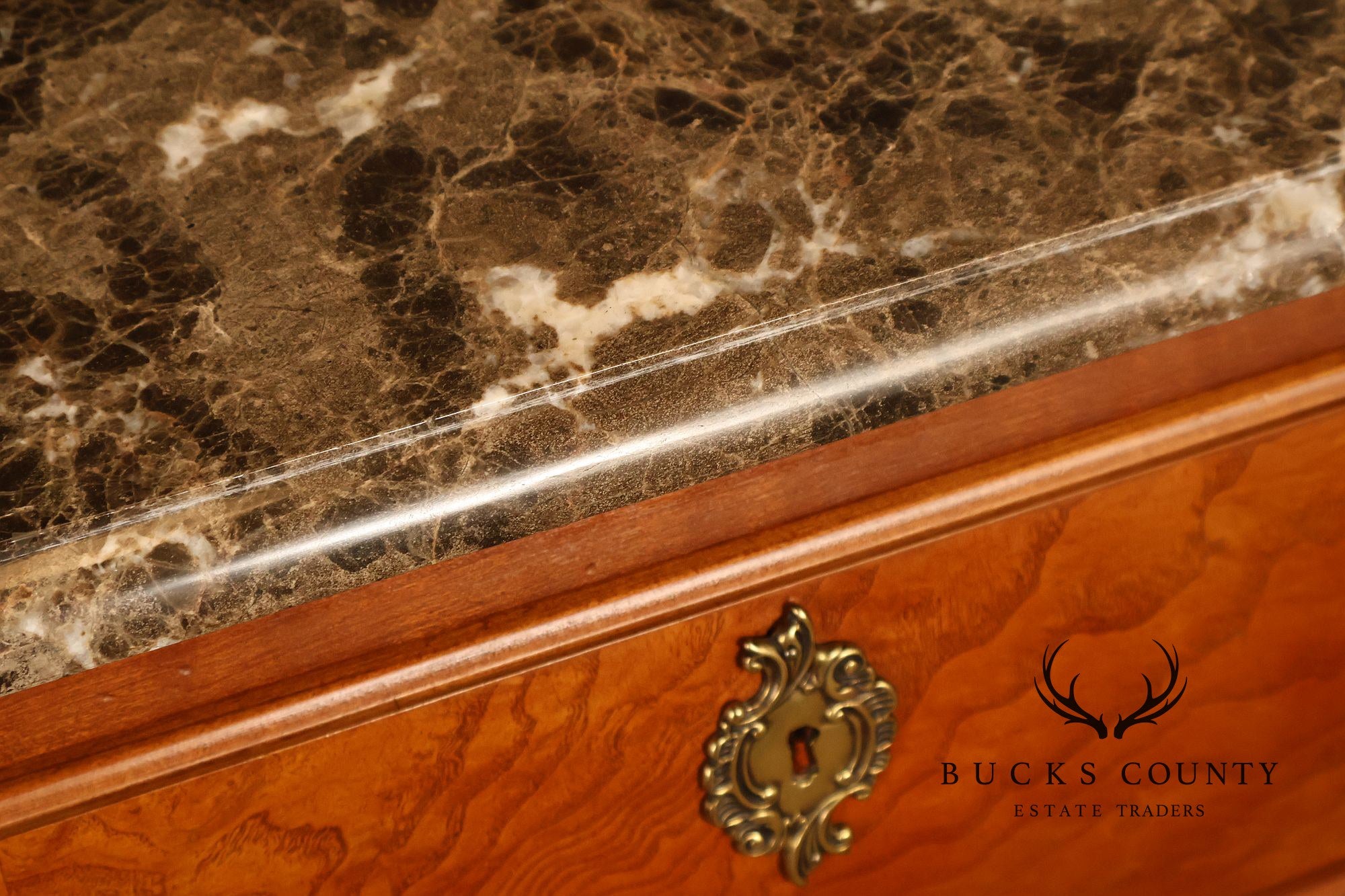 Century Furniture Pair of Marble Top Bombe Chests