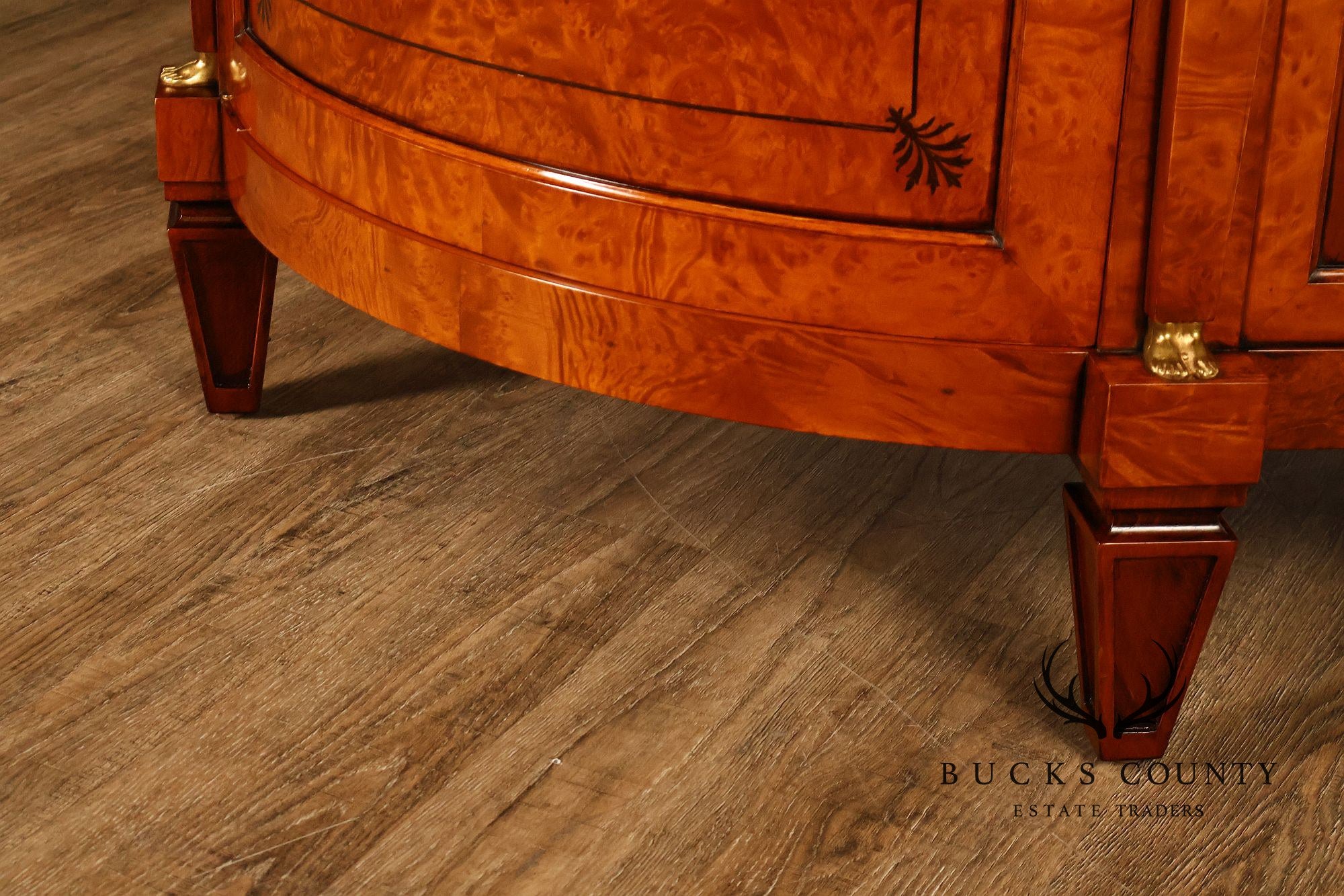 Rho Mobili D'Epoca Neoclassical Burl Wood Marquetry Inlaid Sideboard