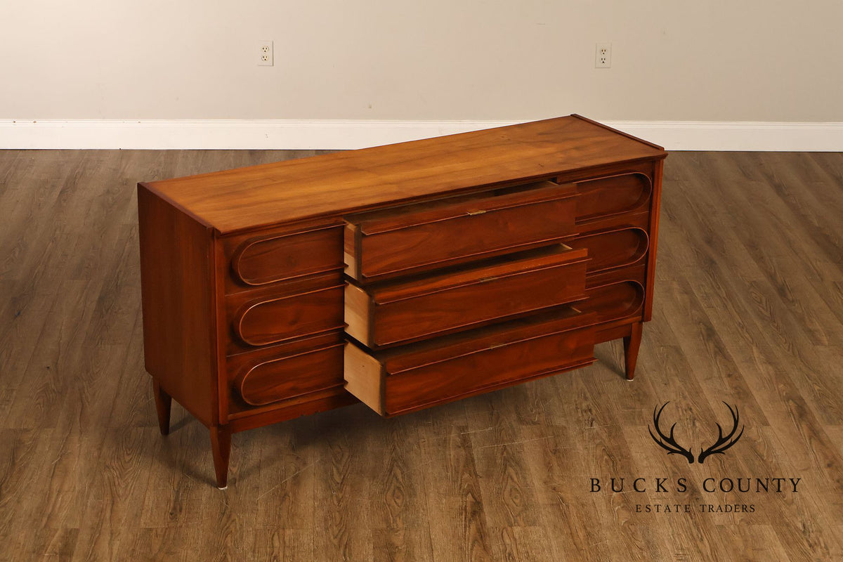 Mid-Century Modern Walnut Bentwood Sculpted Handle Sideboard