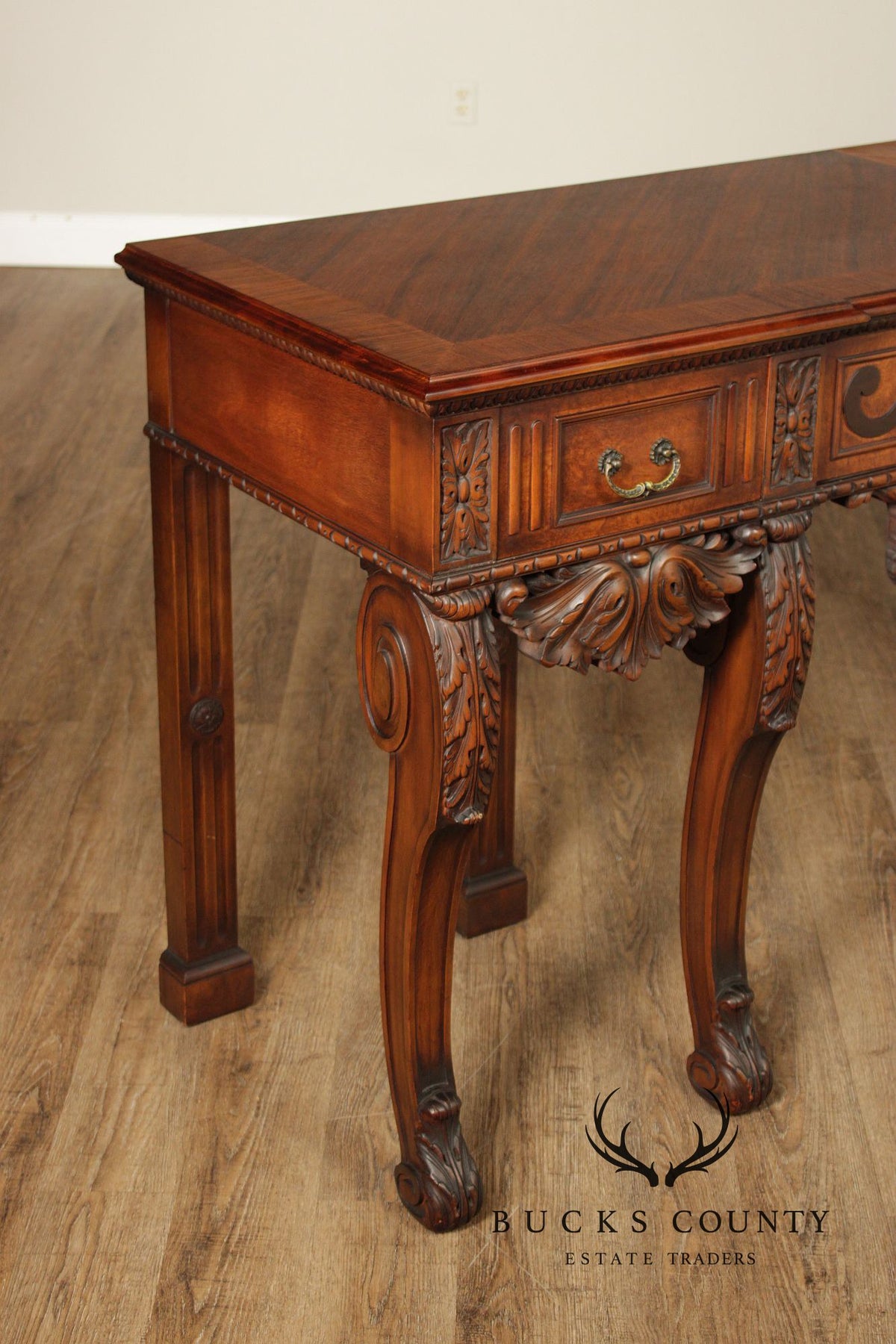 Traditional Georgian Style Carved Walnut Console Table