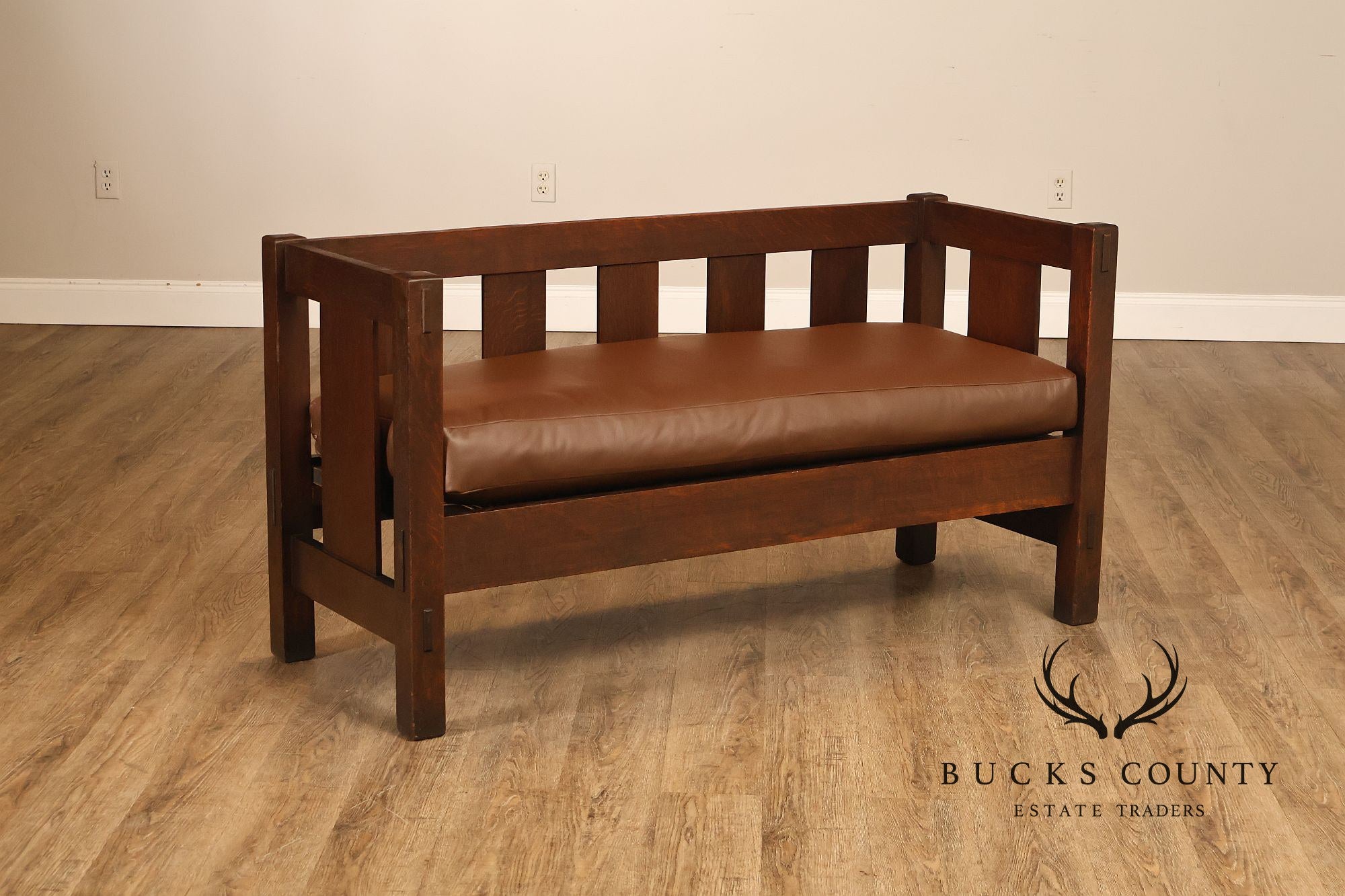 Gustav Stickley Antique  Mission Oak Hall Settle Model 205