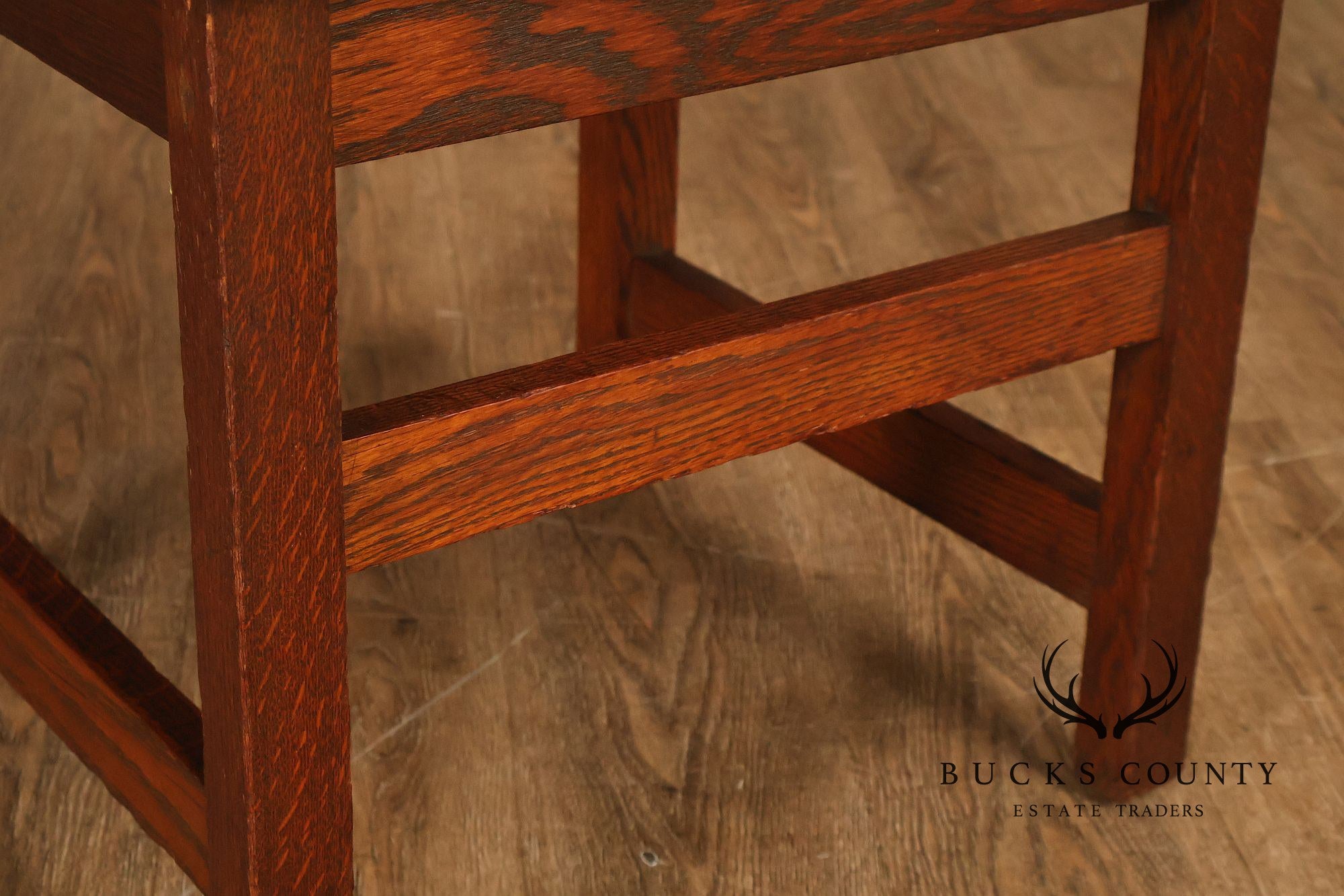 Antique American Arts & Crafts Mission Set Of 3 Oak Side Chairs