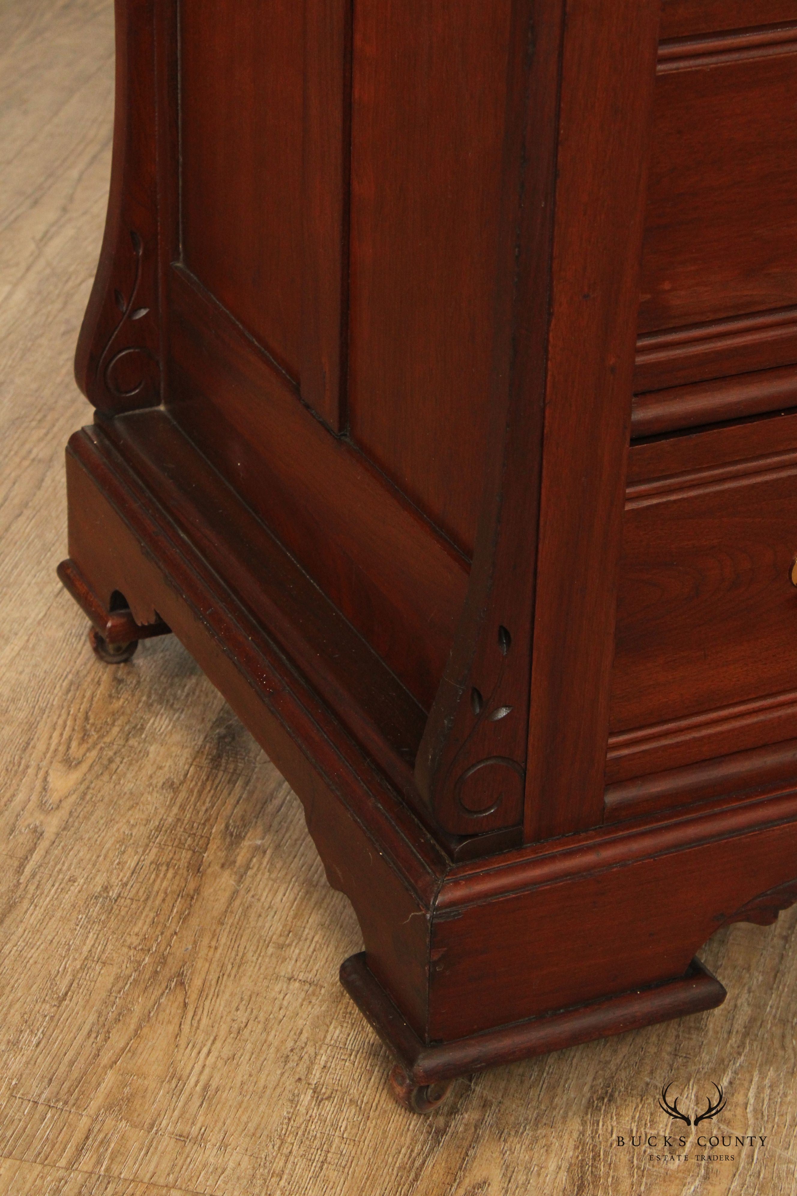 Antique Victorian Walnut Tall Chest