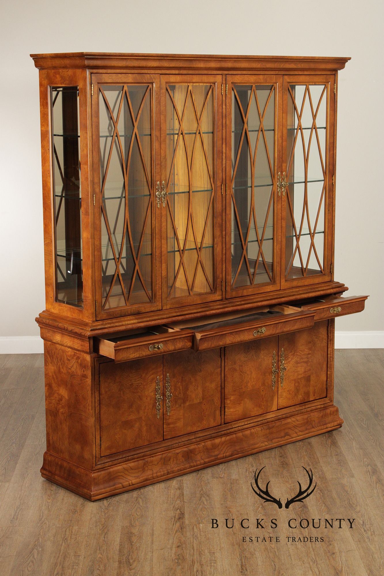 Henredon Charles X Burlwood China Display Cabinet