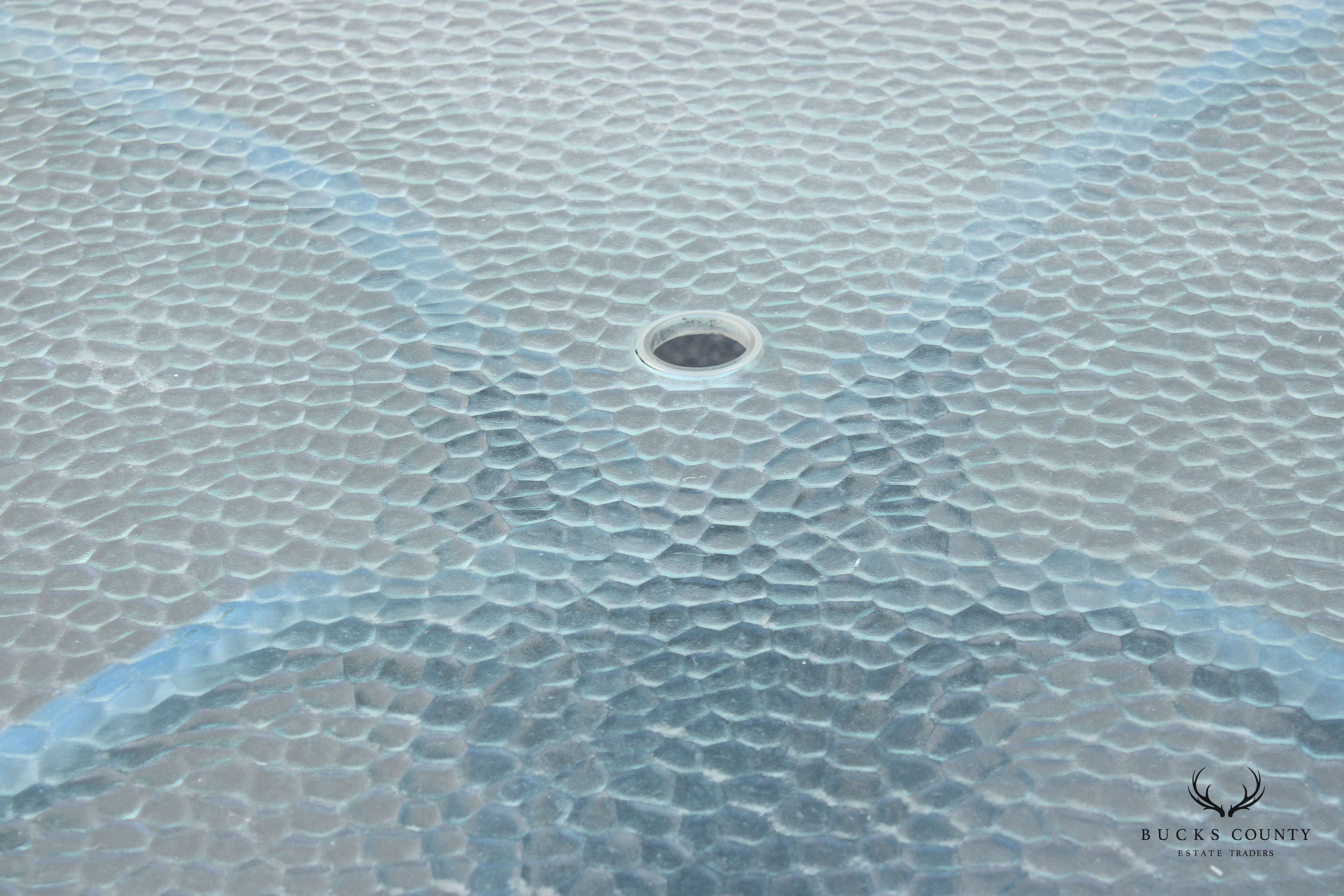 Mid Century Modern Round Glass Top Outdoor Patio Table