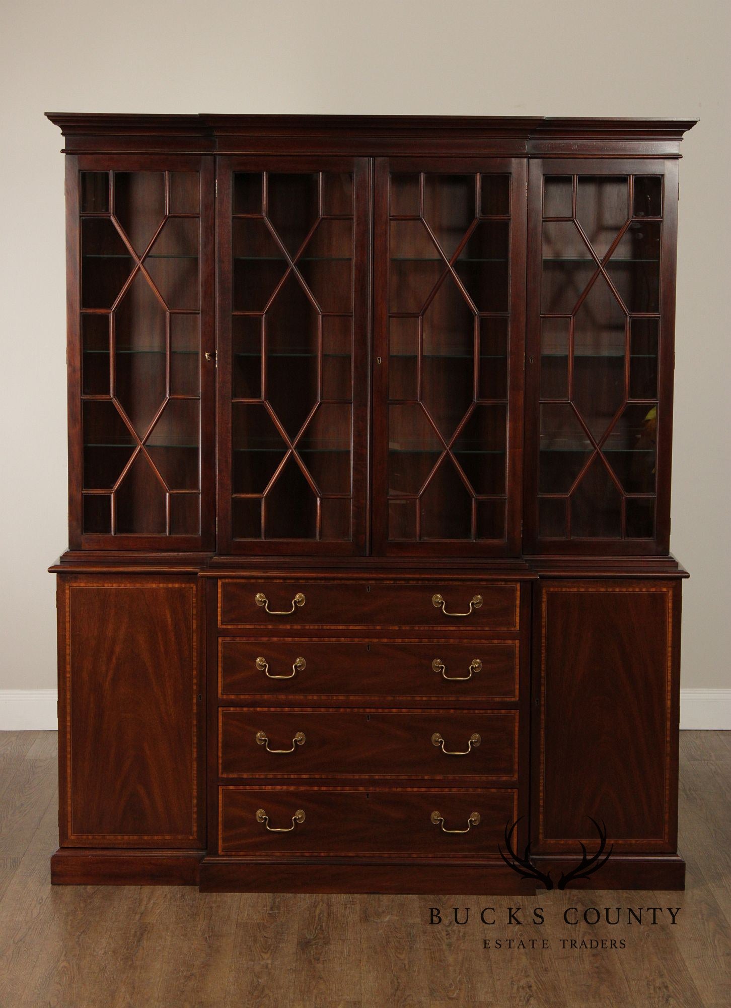 Henkel Harris Chippendale Style Mahogany Breakfront