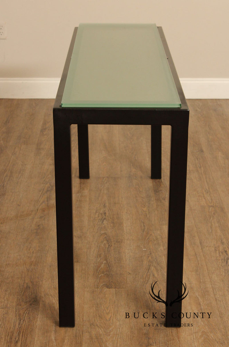 Charleston Forge Glass Top Cast Parsons Console Table