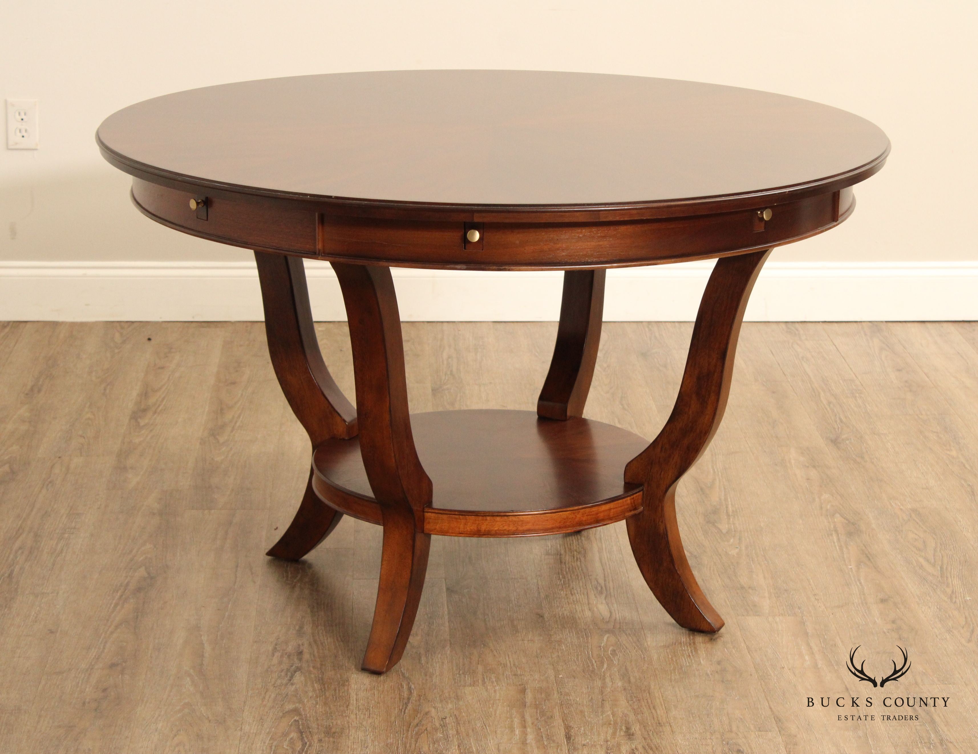 Stanley Furniture Round Expandable Sunburst Cherry Dining Table