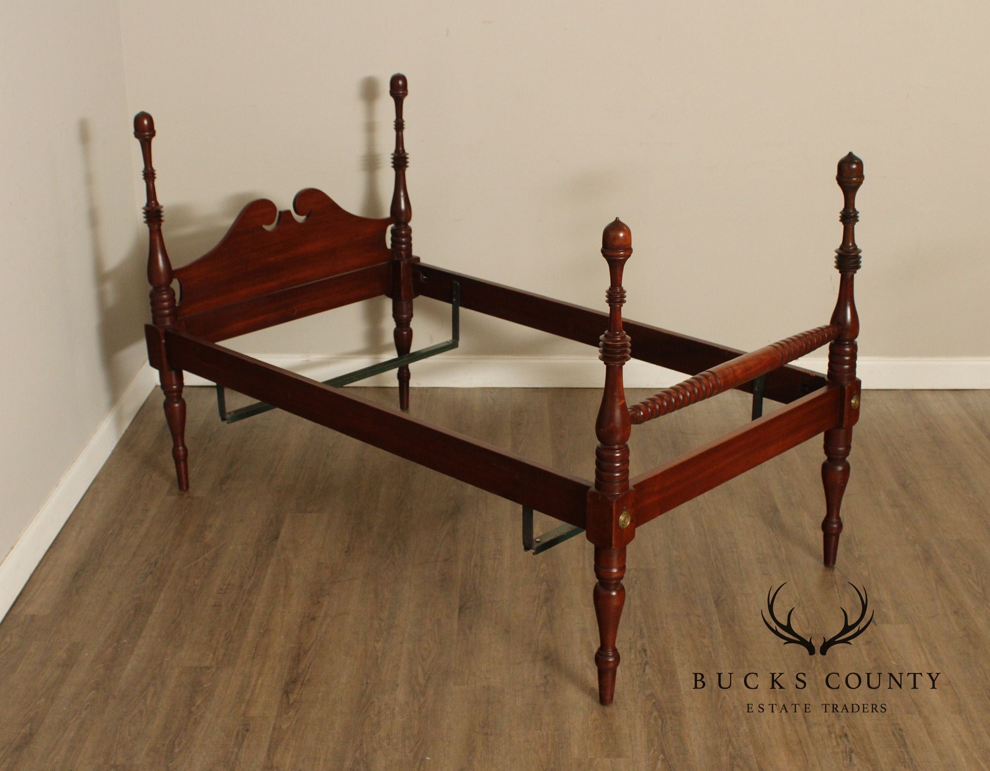 Antique Sheraton Style Pair Of Twin Poster Beds