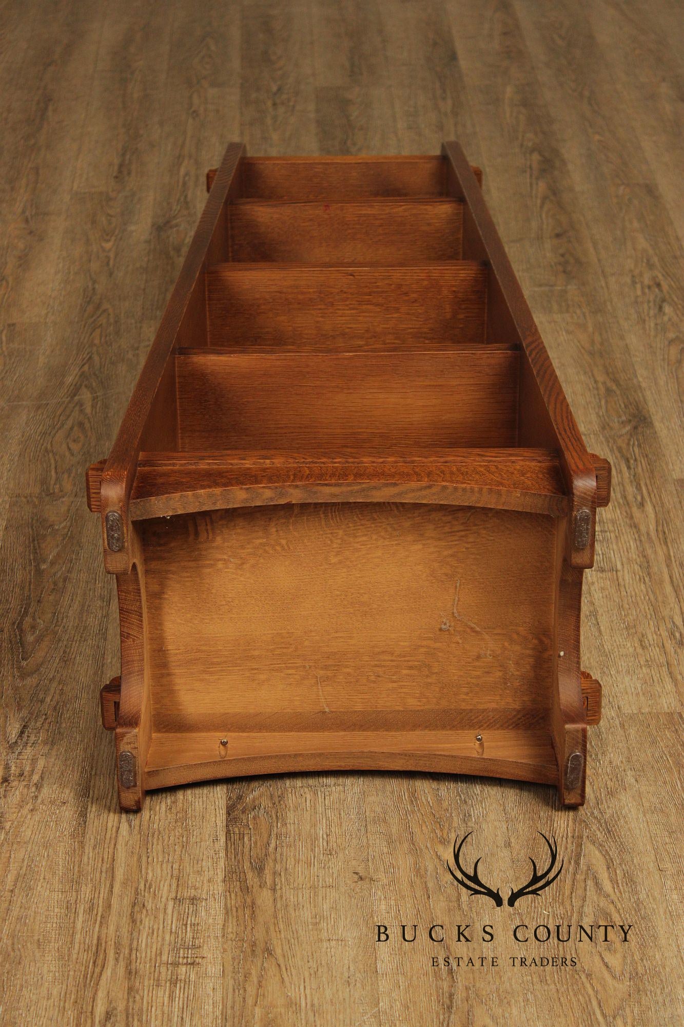 Warren Hile Studio Mission Style Quarter Sawn Oak Tapered Bookcase