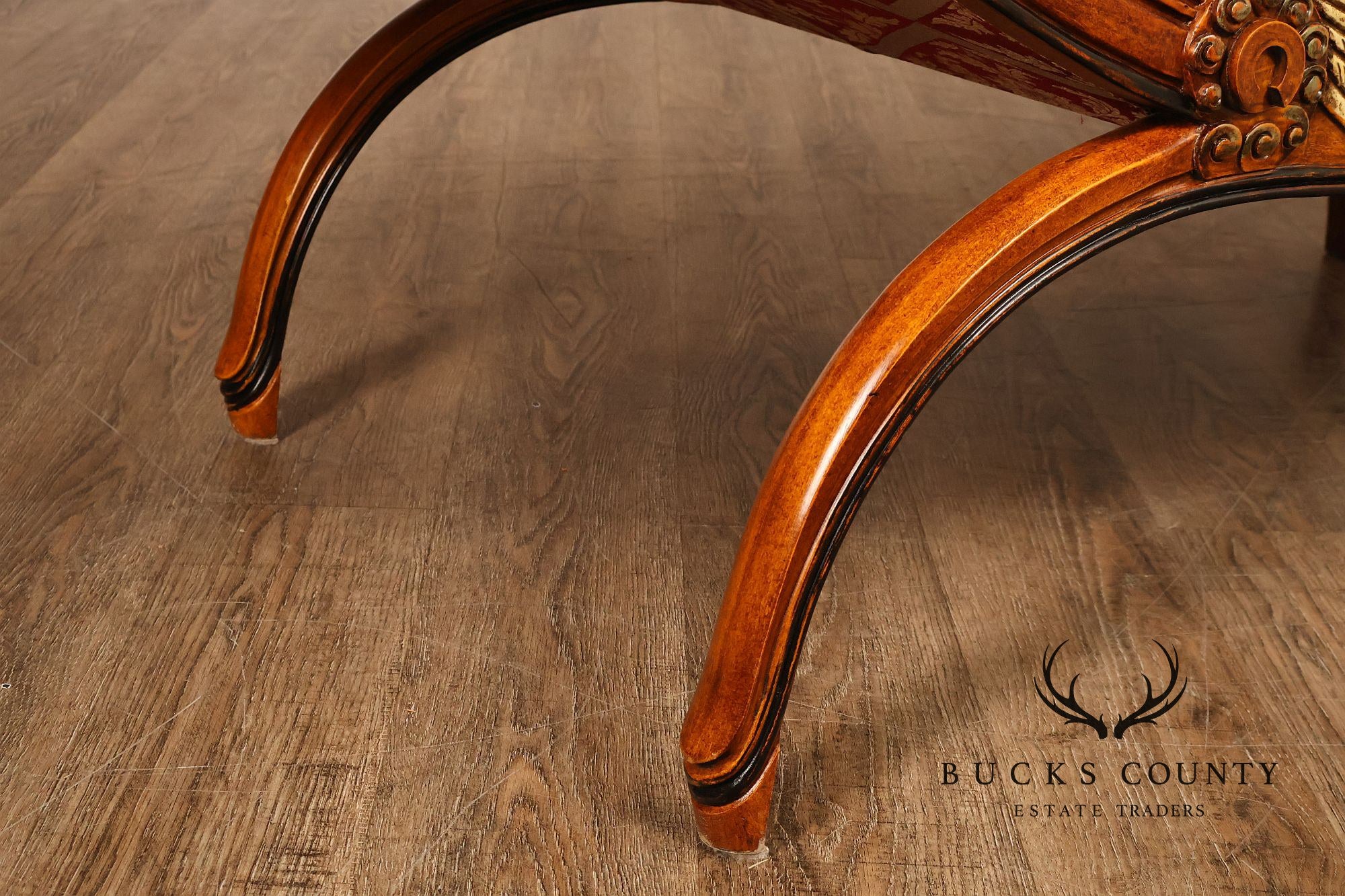 Neoclassical Style Carved Upholstered Recamier Bench