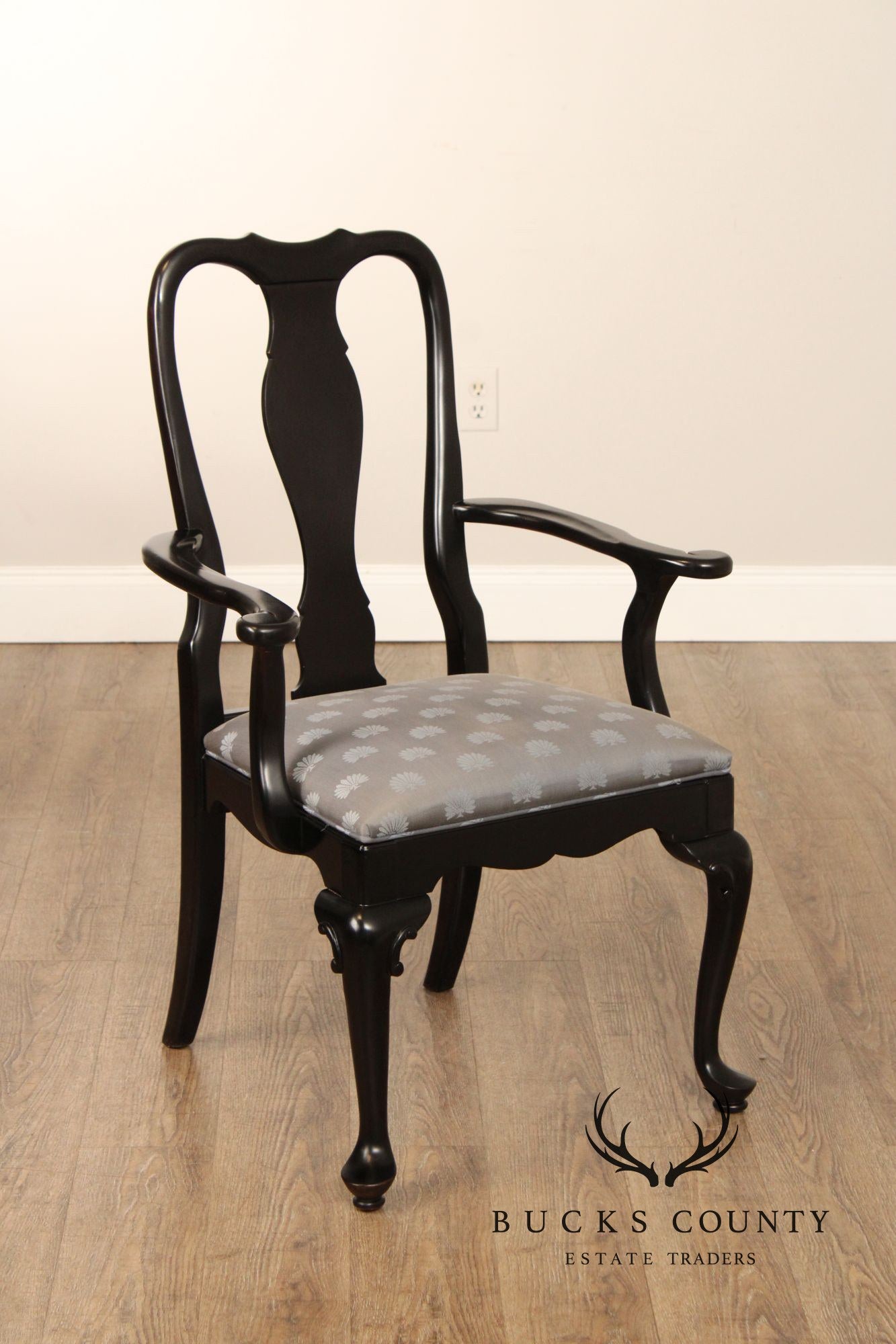 Century Furniture Ebonized Set of Six Queen Anne Style Dining Chairs