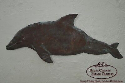 Hammered Copper Weathered Dolphin Wall Sculpture