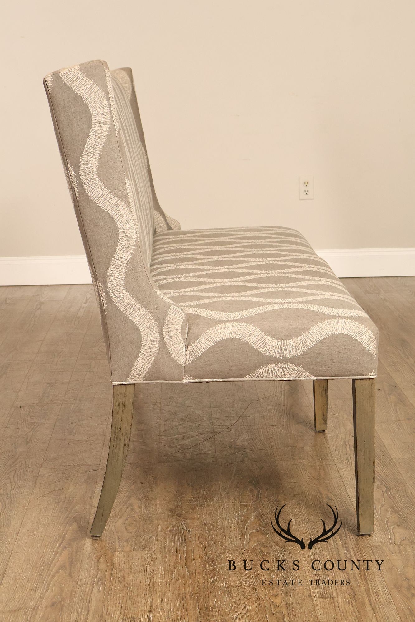 Bassett Brooke Collection Wing Back Banquette Geometric Upholstered Bench