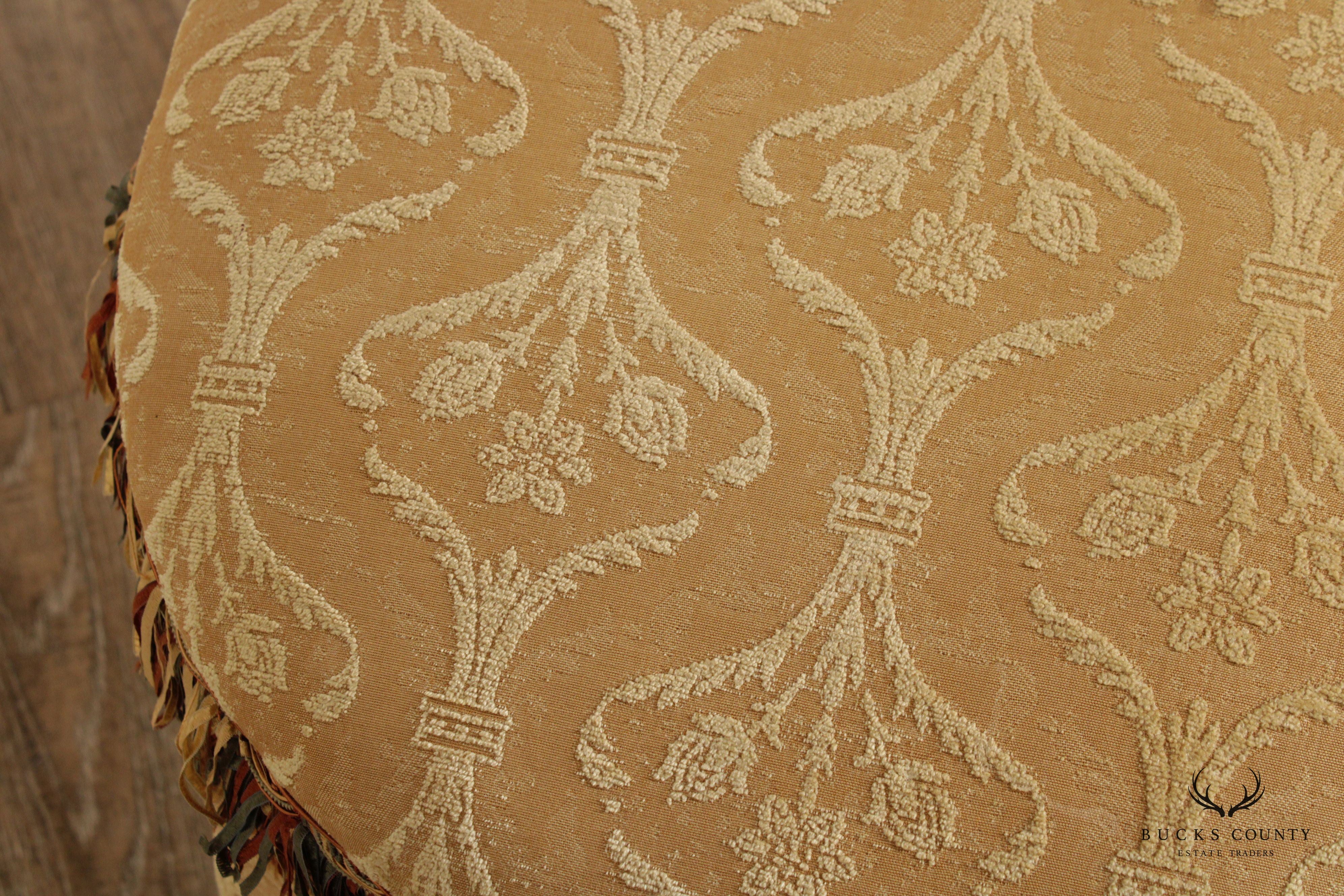 Traditional Custom Upholstered Round Vanity Stool