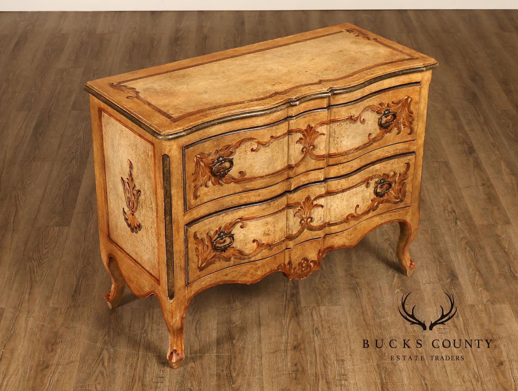 Rococo Style Painted Bombe Chest Of Drawers