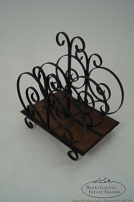 Custom Ornate Scrolled Wrought Iron Spanish Style Magazine Stand