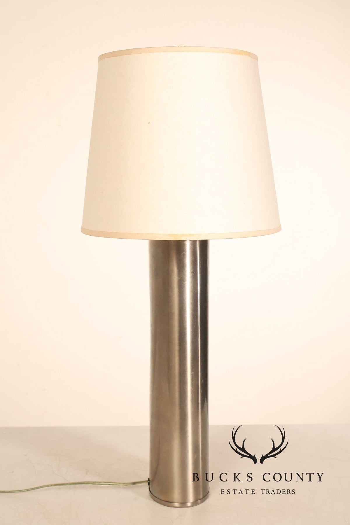 Comfort Co. Modernist Pair of Cylindrical Metal Table Lamps