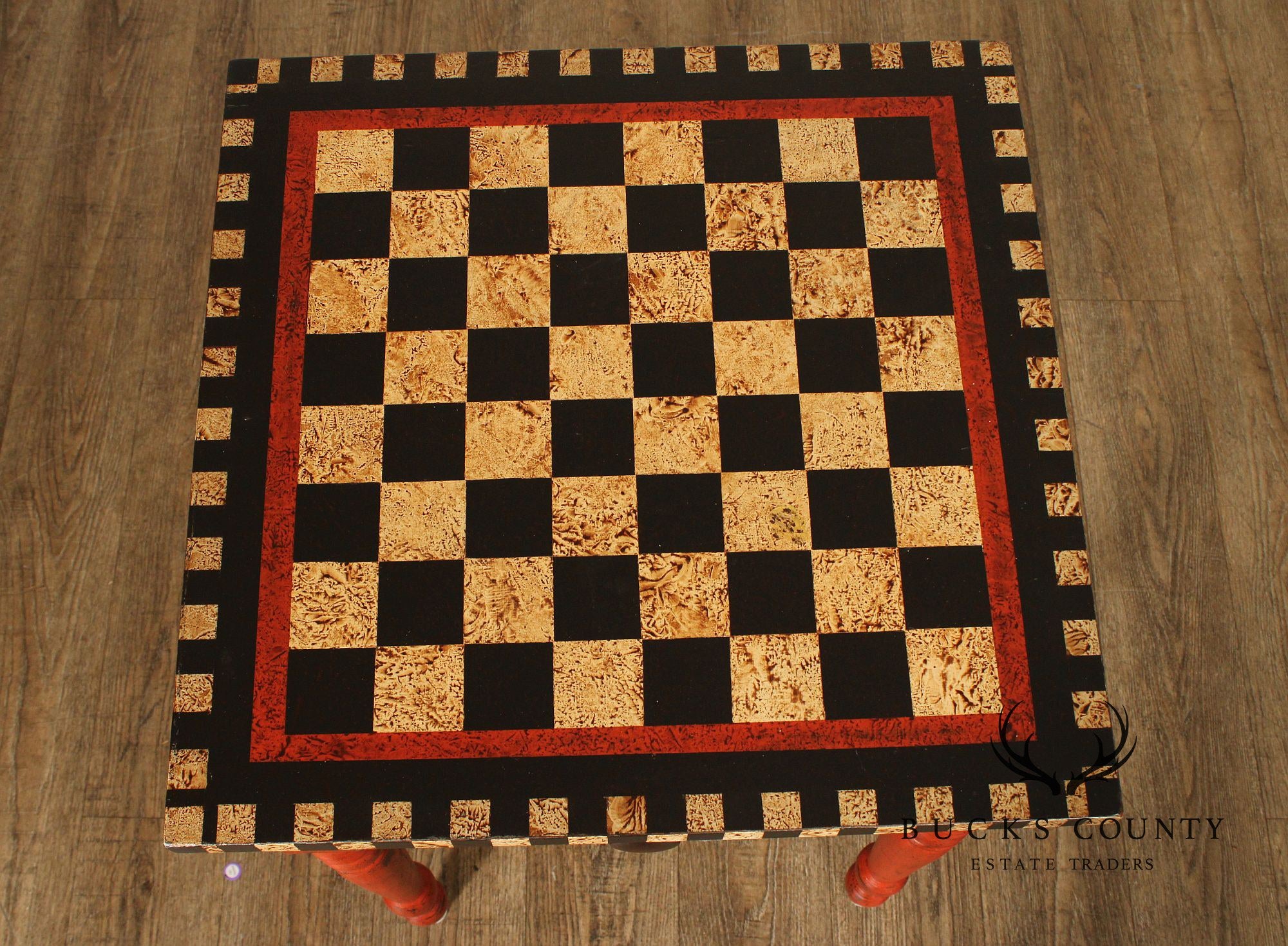 Antique Sheraton Painted Checker Board Top Side Table