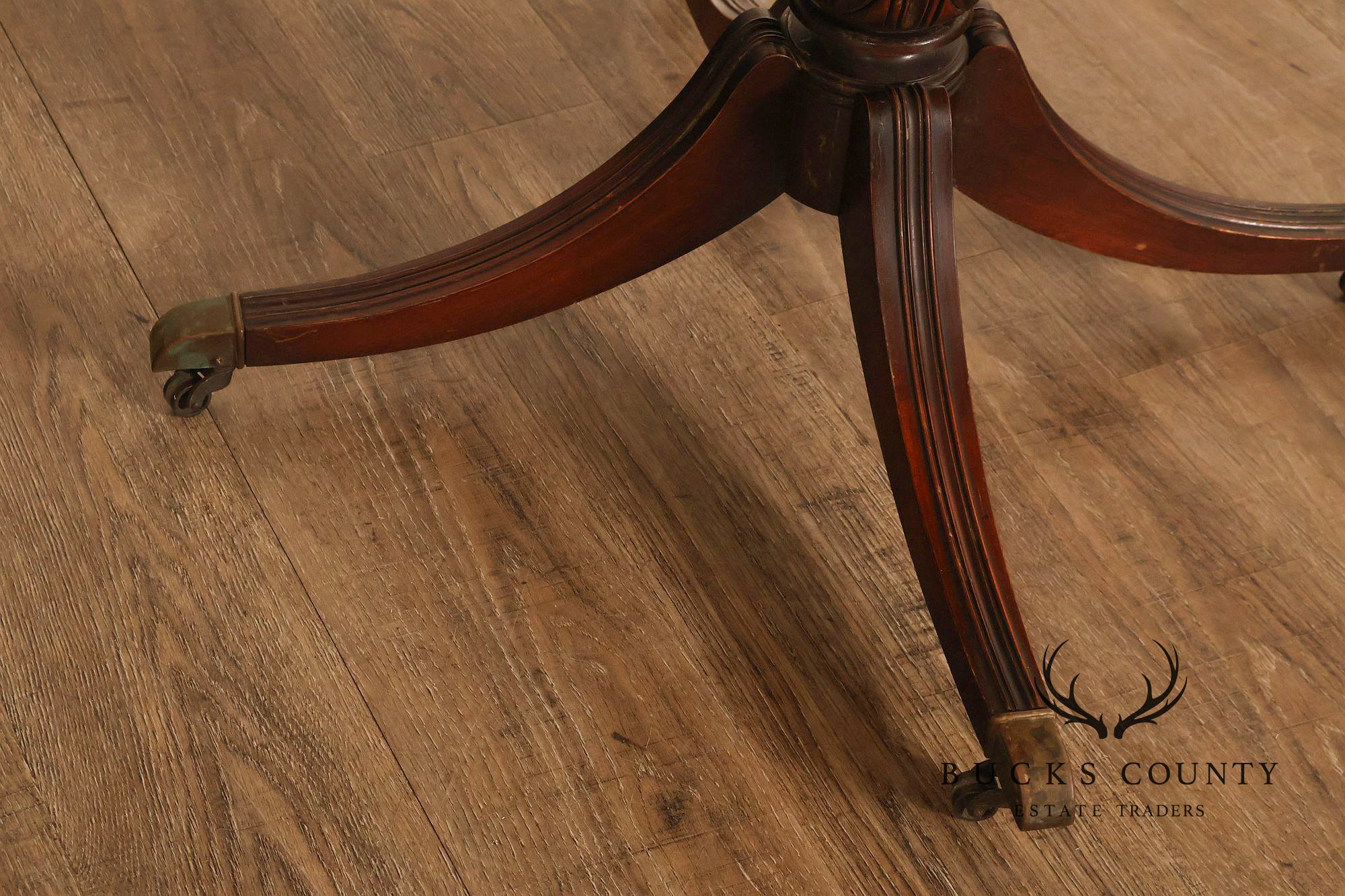 1940's Vintage Pair of Regency Style Mahogany Green Leather Top Pedestal Side Tables