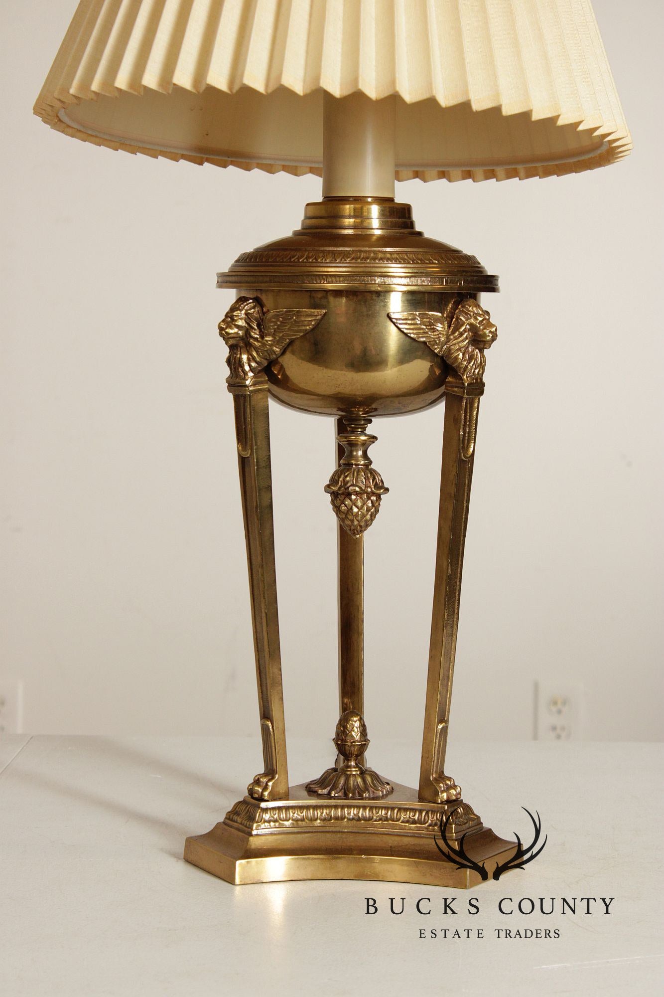 Empire Style Vintage Brass Table Lamp