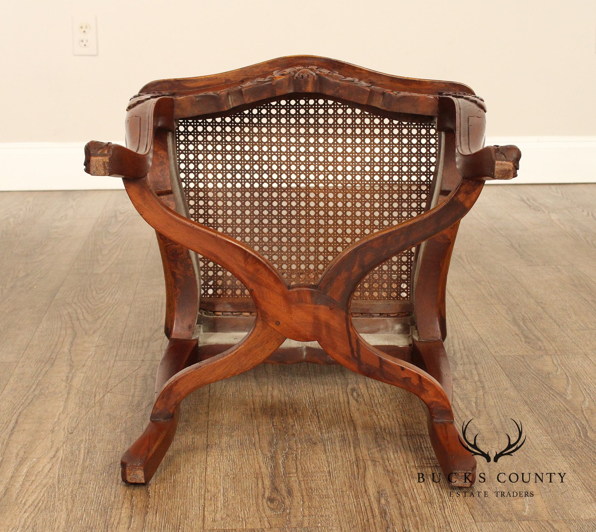 French Louis XV Style Set of Six Caned Dining Chairs