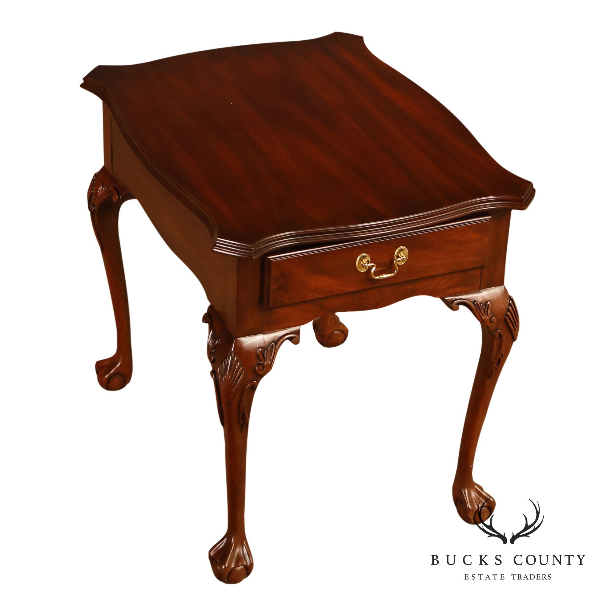 Henkel Harris Chippendale Style Mahogany One Drawer Lamp End Table