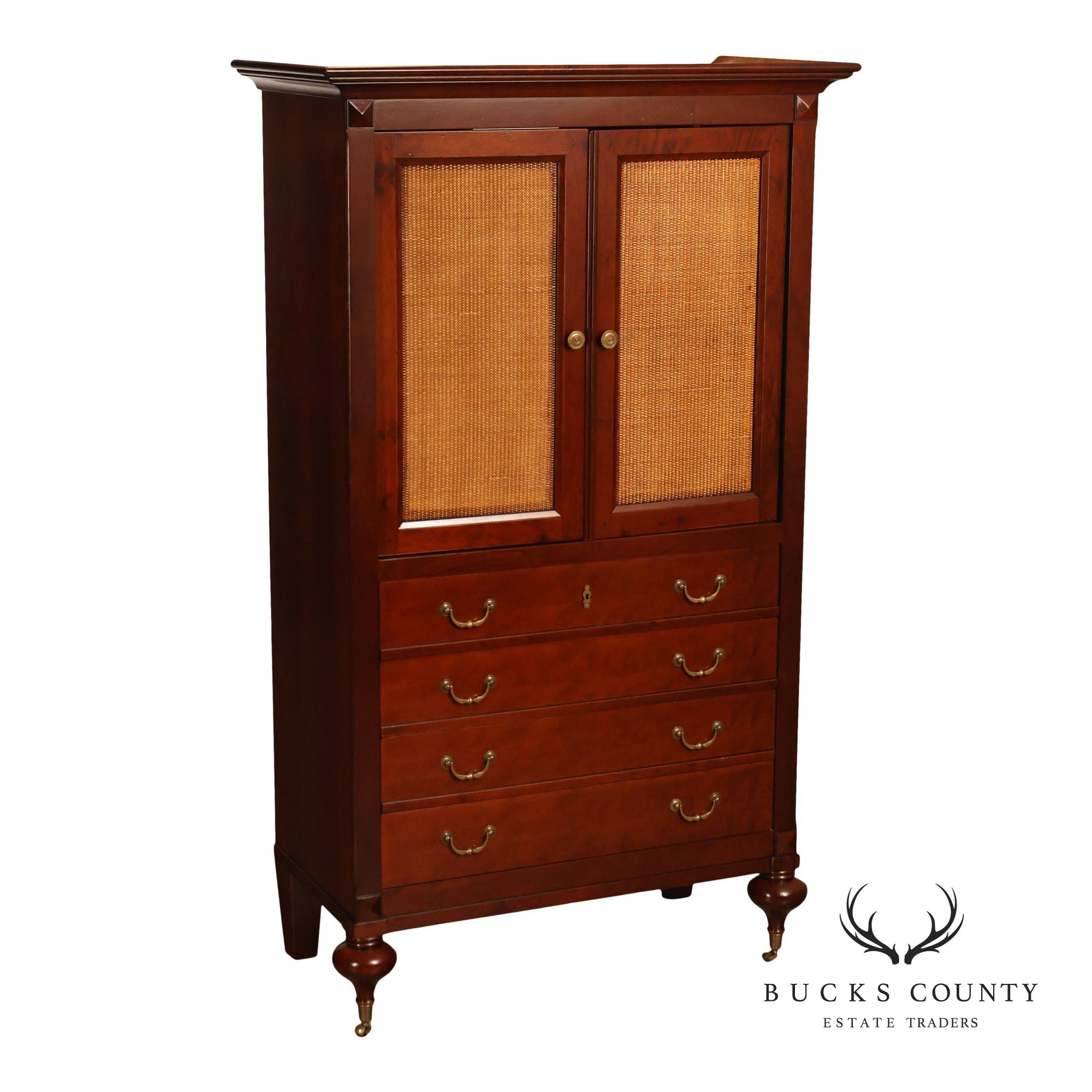 Grange French Louis Philippe Cherry Cane Door Armoire Cabinet