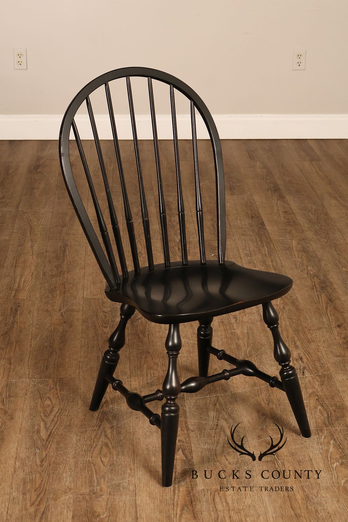 Nichols And Stone Set Of Six Black Windsor Dining Chairs