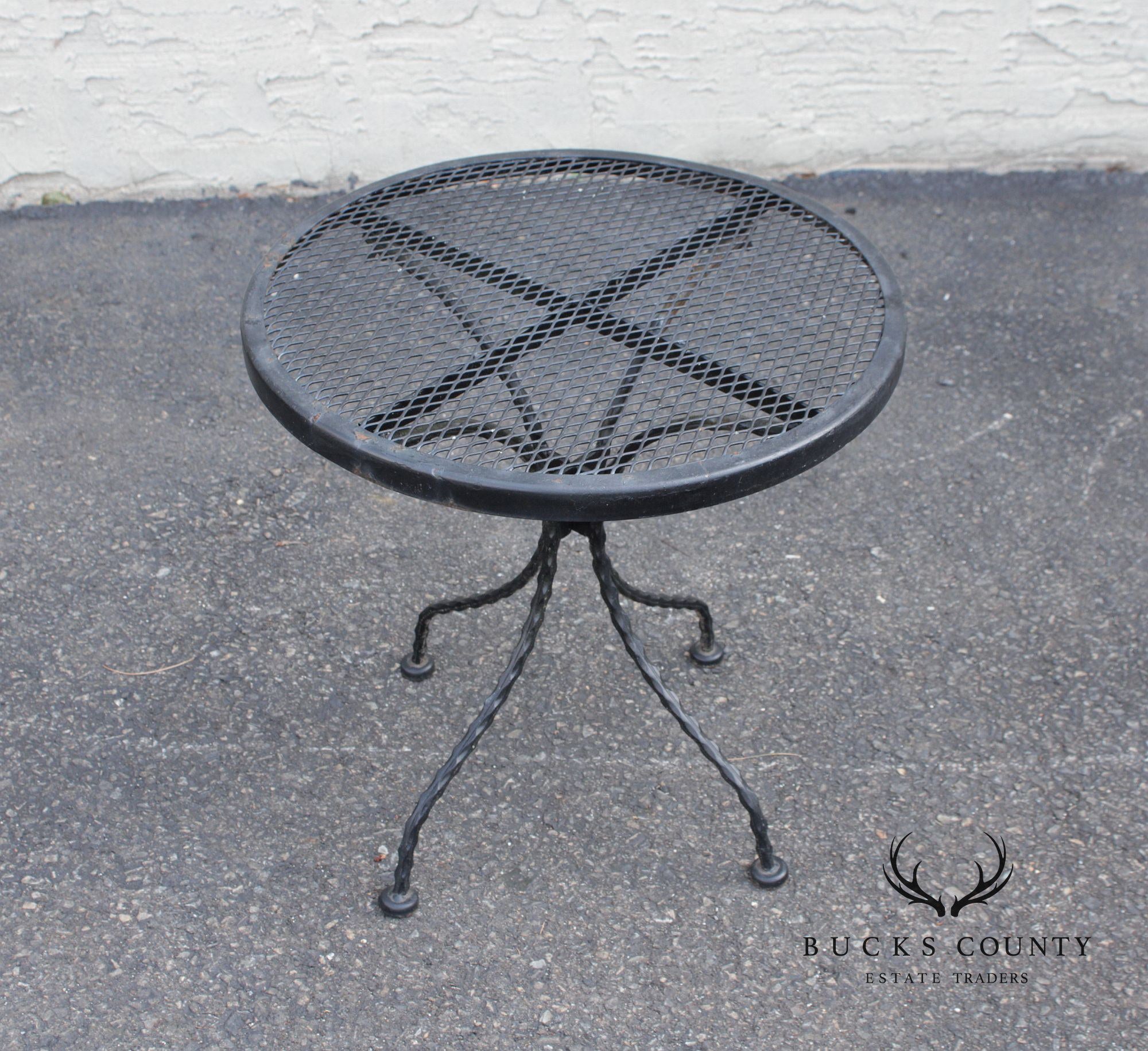 Vintage Pair of Wrought Iron Outdoor Patio Side Tables