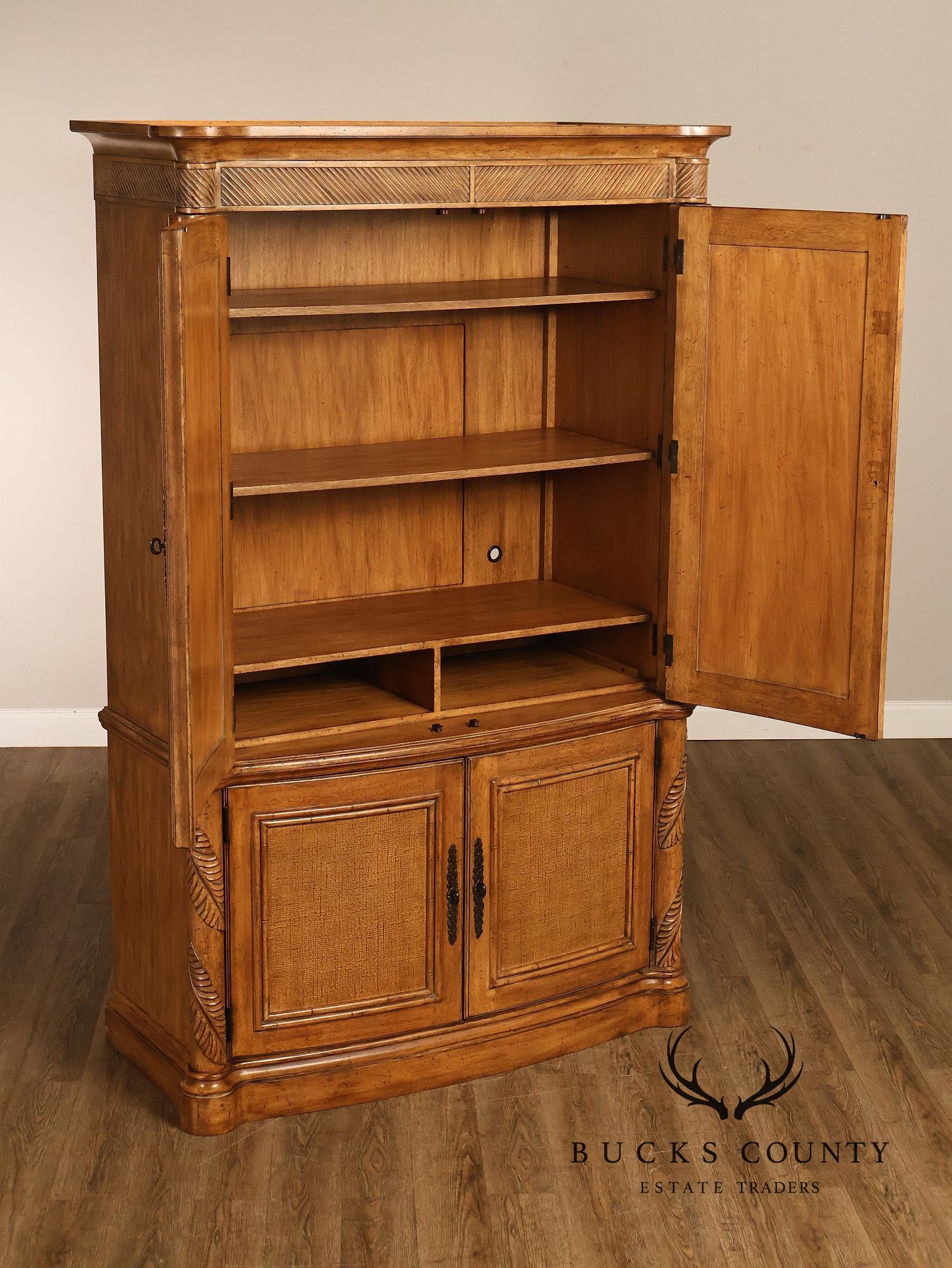 Tommy Bahama Home By Lexington Bow Front Linen Press Storage Armoire Cabinet