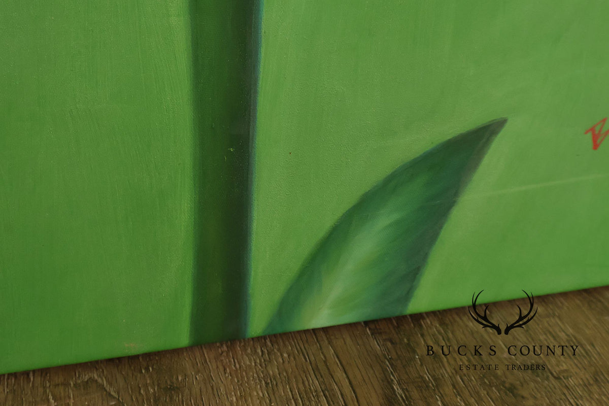 Artist Signed Photorealistic Oil Painting, Tulips