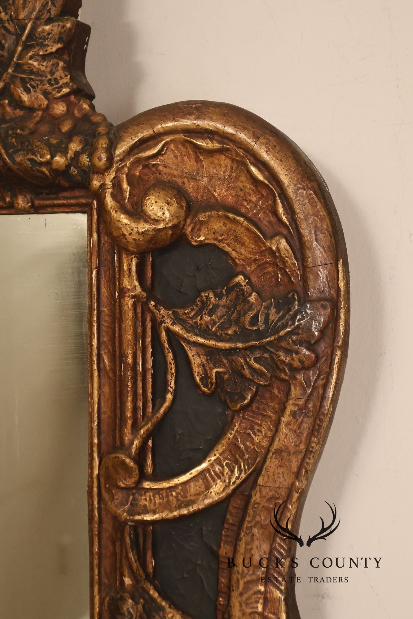 Antique Italian Baroque Style Relief Carved Mirror