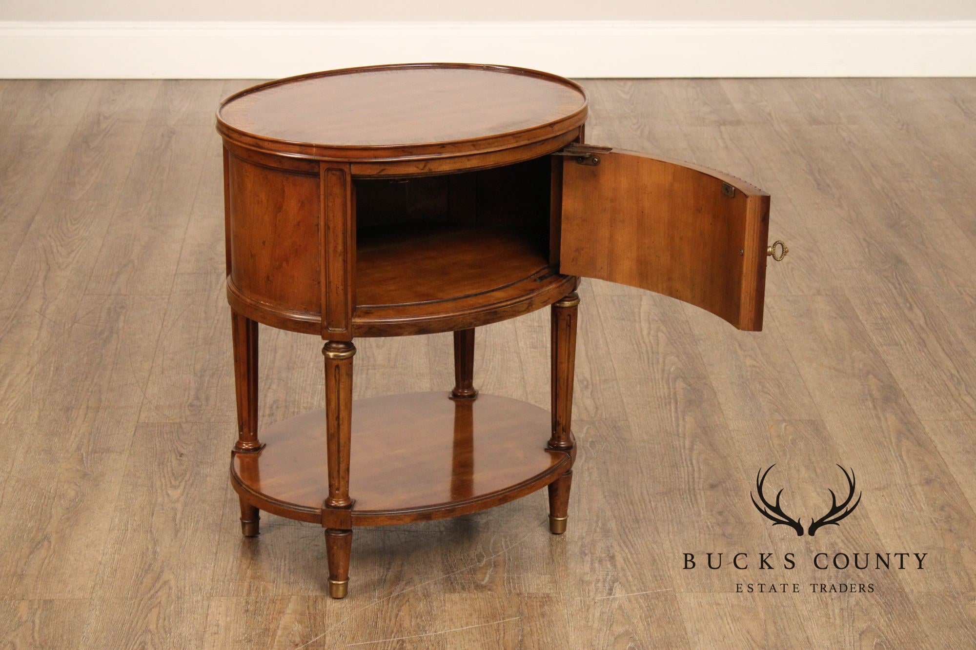 Heritage French Louis XVI Style Walnut Oval Side Table