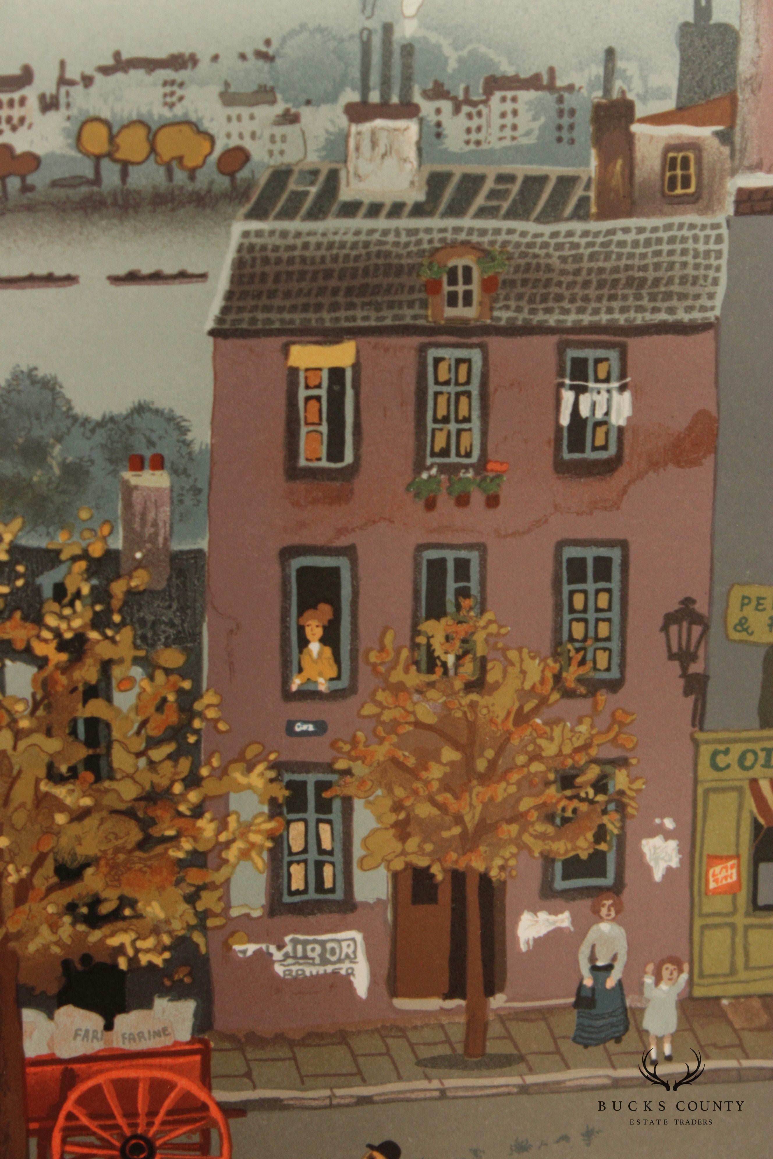 Michel Delacroix 'Marchand de Farine' Framed Numbered Lithograph