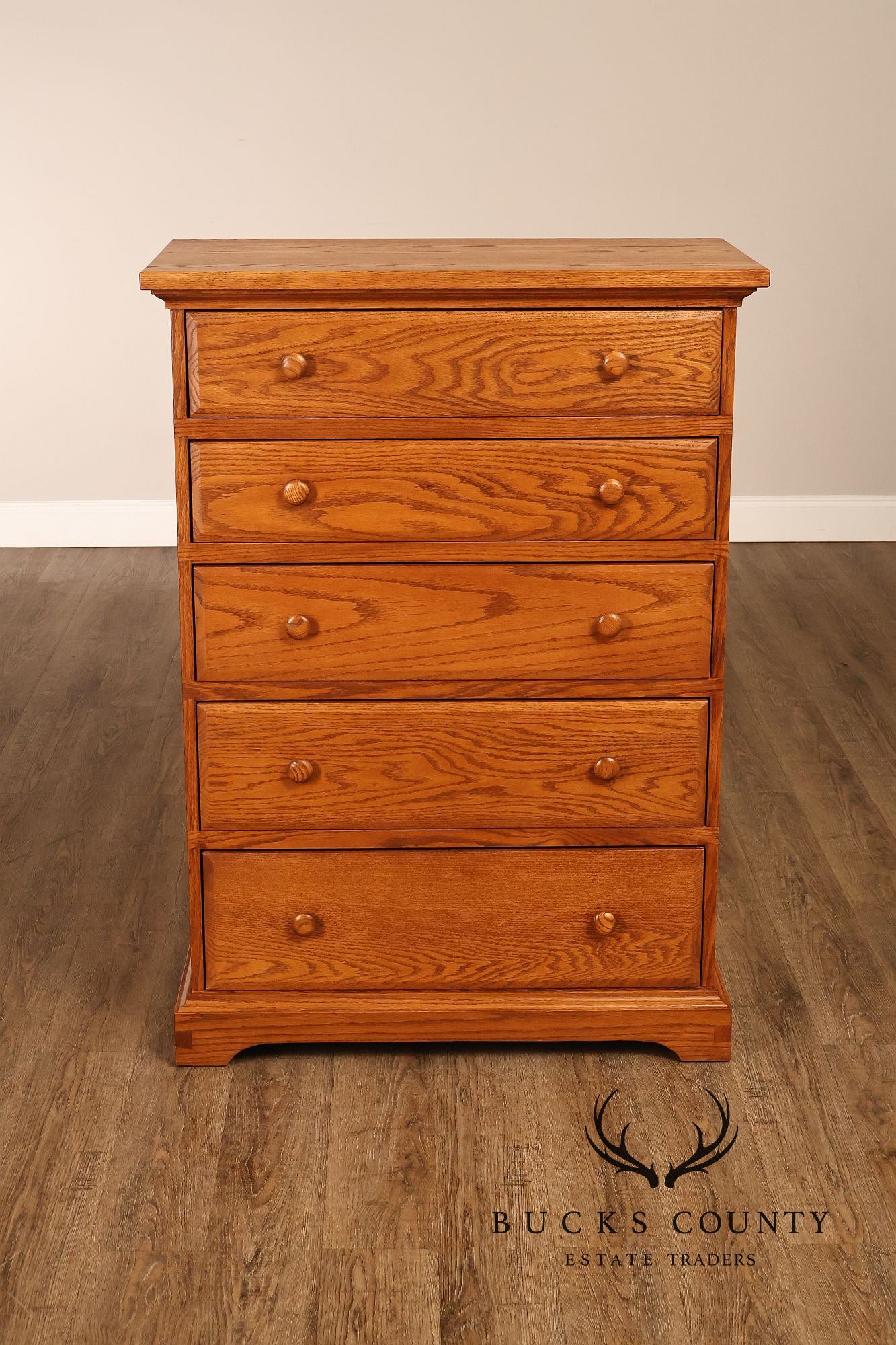 Hunt Country Furniture Oak Five Drawer High Chest