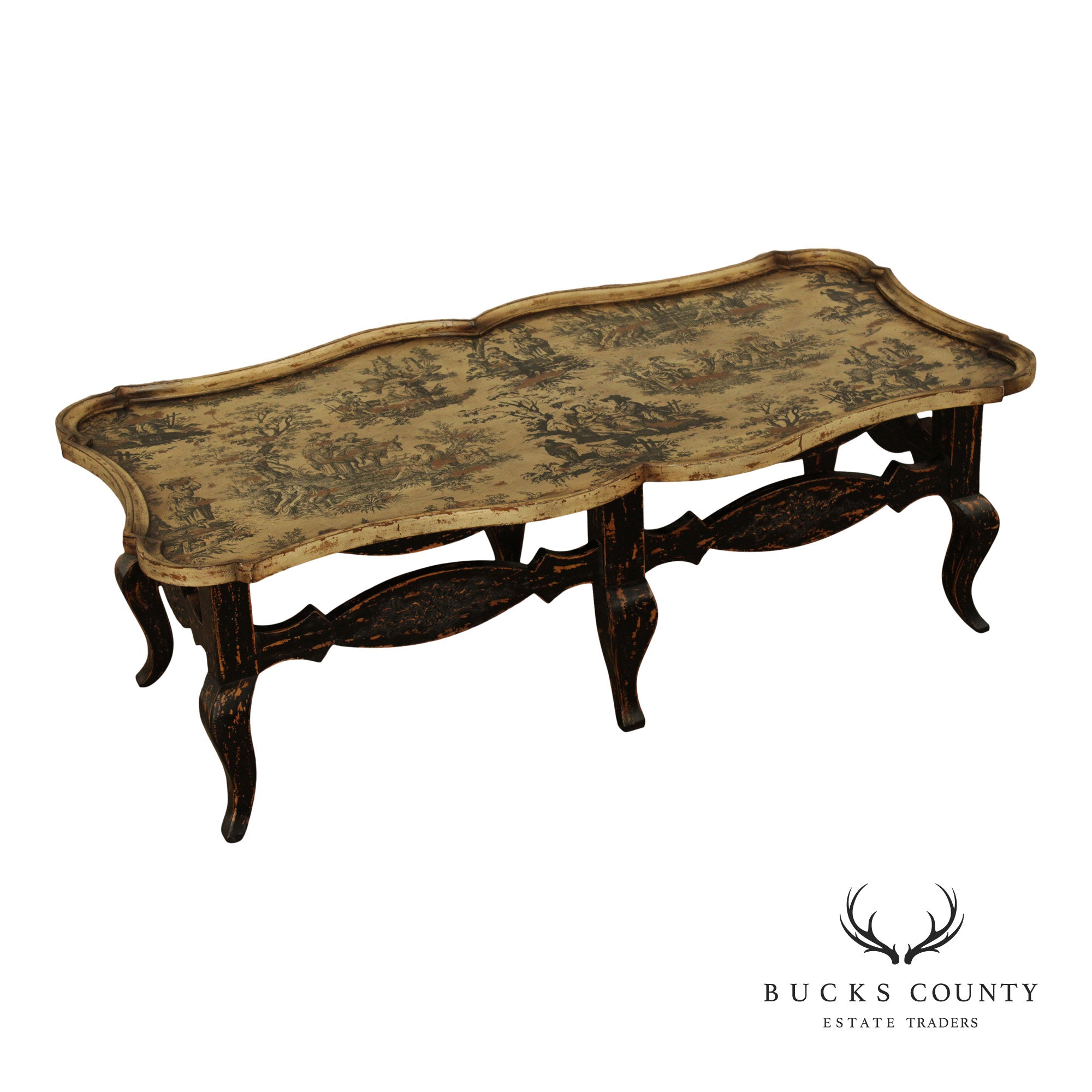 French Country Style Distressed Coffee Table