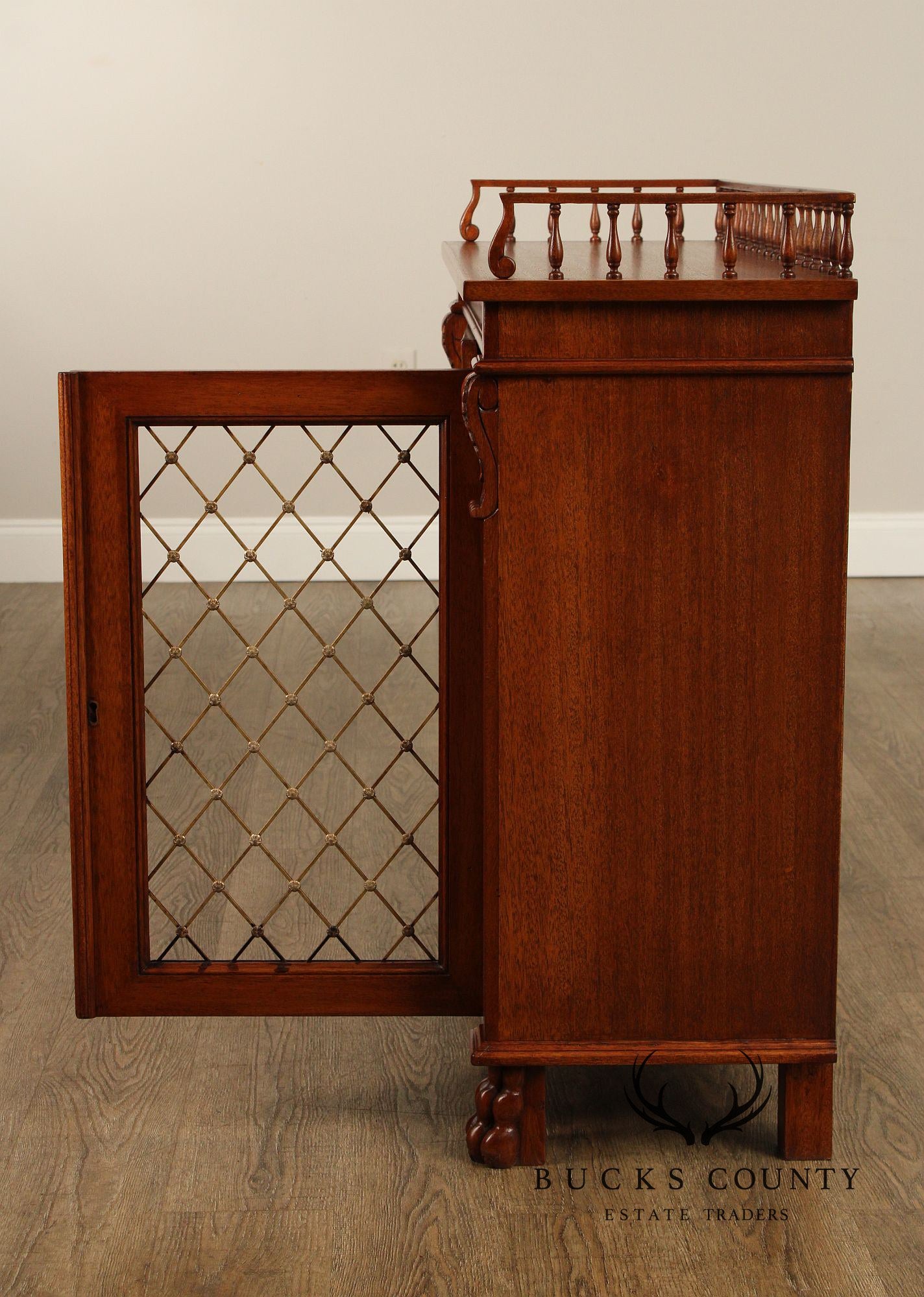 Banks, Coldstone Co. English Regency Style Mahogany Bookcase or Bar Cabinet