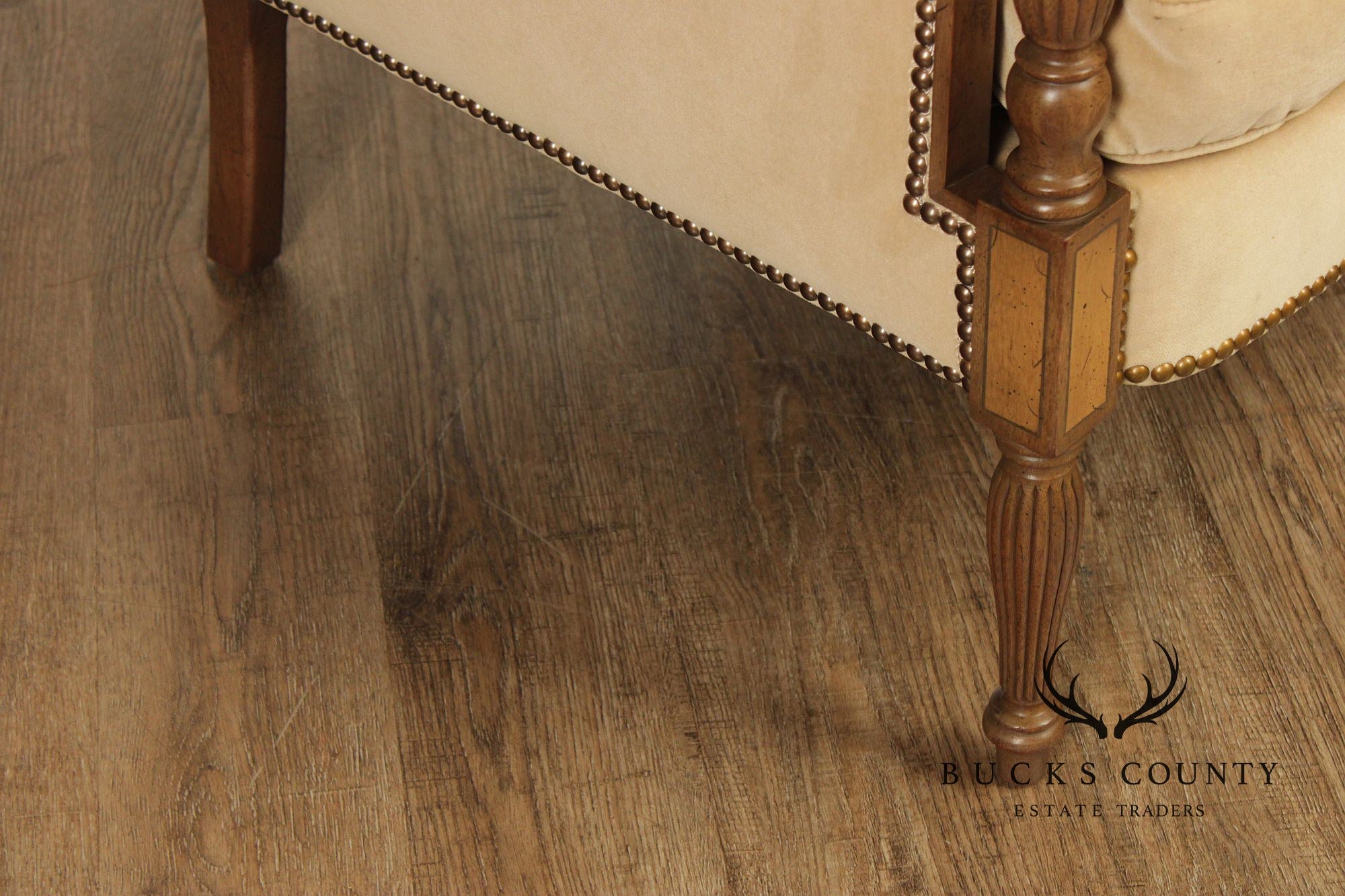 Sheraton Style Vintage Mahogany Tufted Sofa