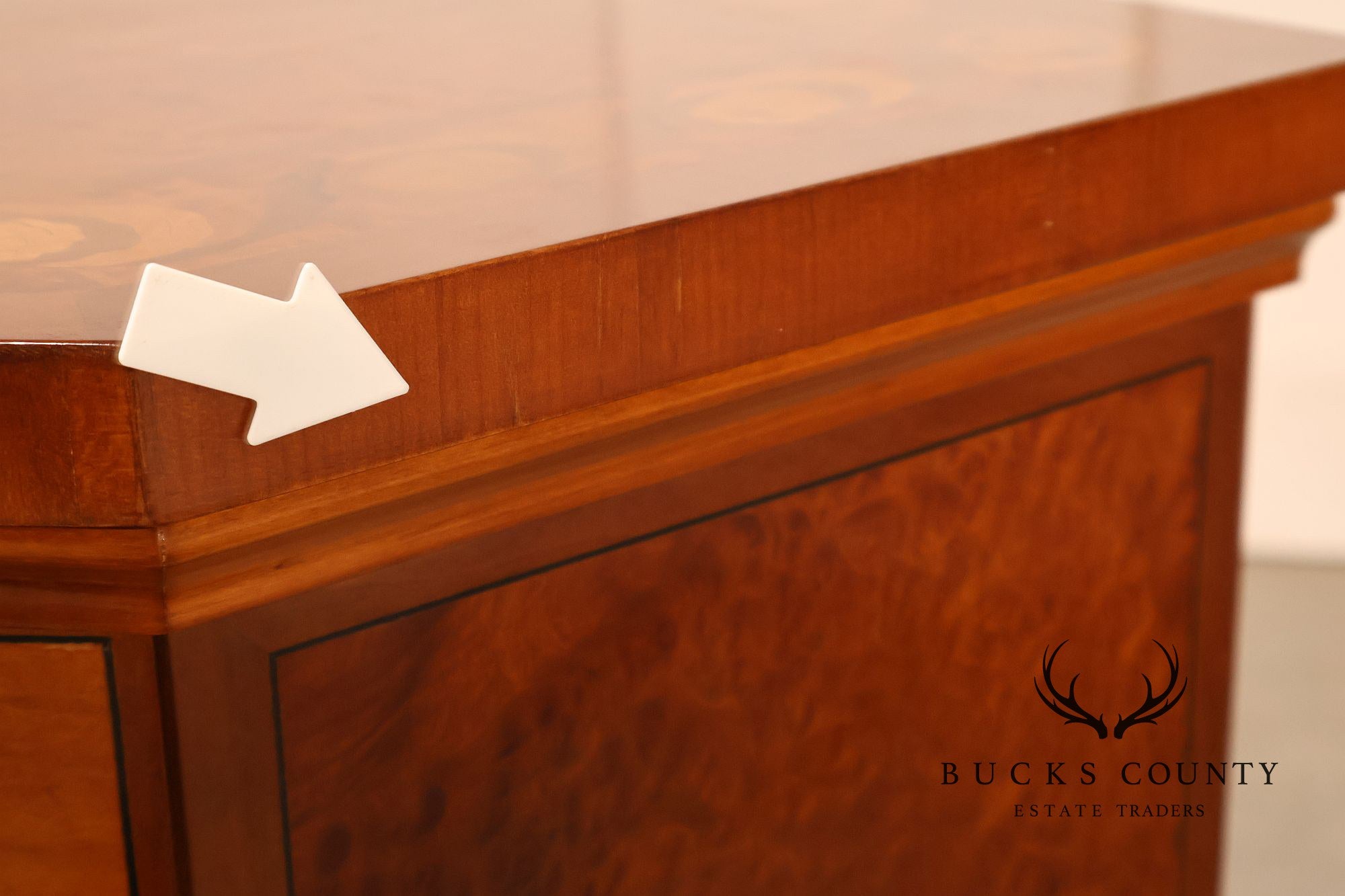 Italian Marquetry Inlaid Burl Wood Credenza Sideboard Server
