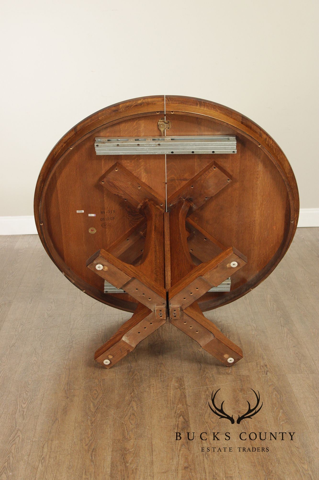 Stickley Mission Collection Round Oak Expandable Dining Table