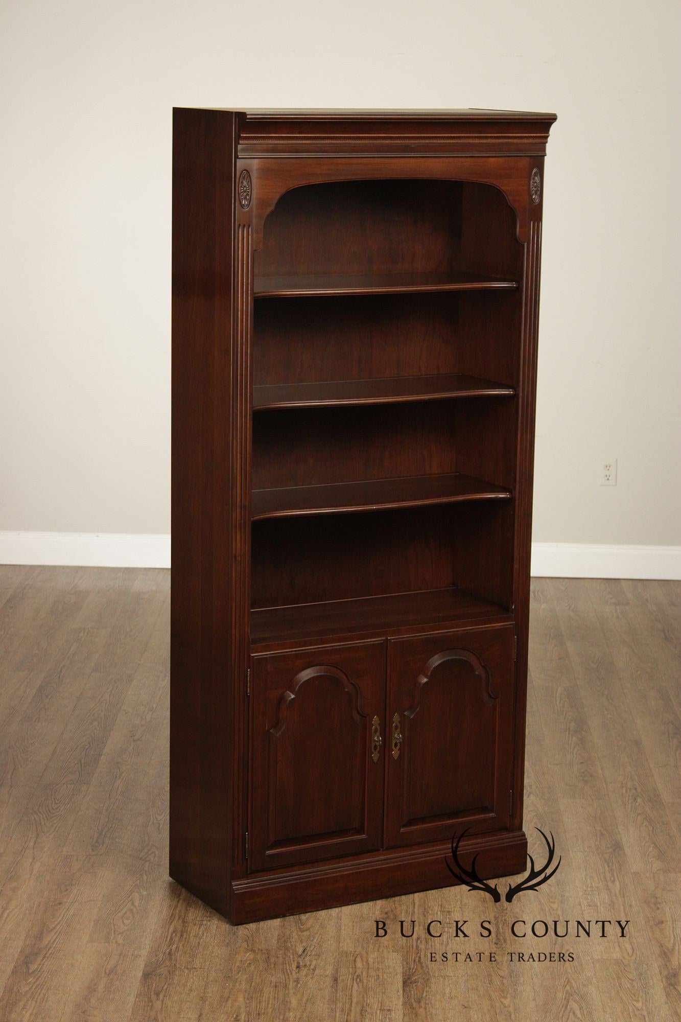 Ethan Allen Georgian Court Pair Of Cherry Tall Bookcases